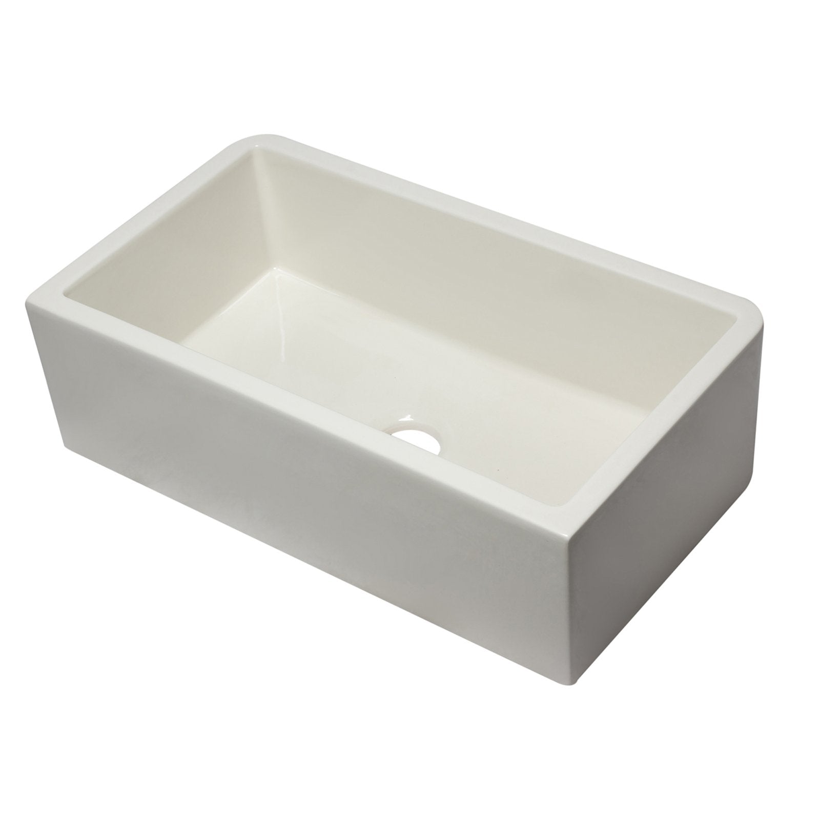 ALFI, ALFI 33" Biscuit Smooth Apron Solid Thick Wall Fireclay Single Bowl Farm Sink