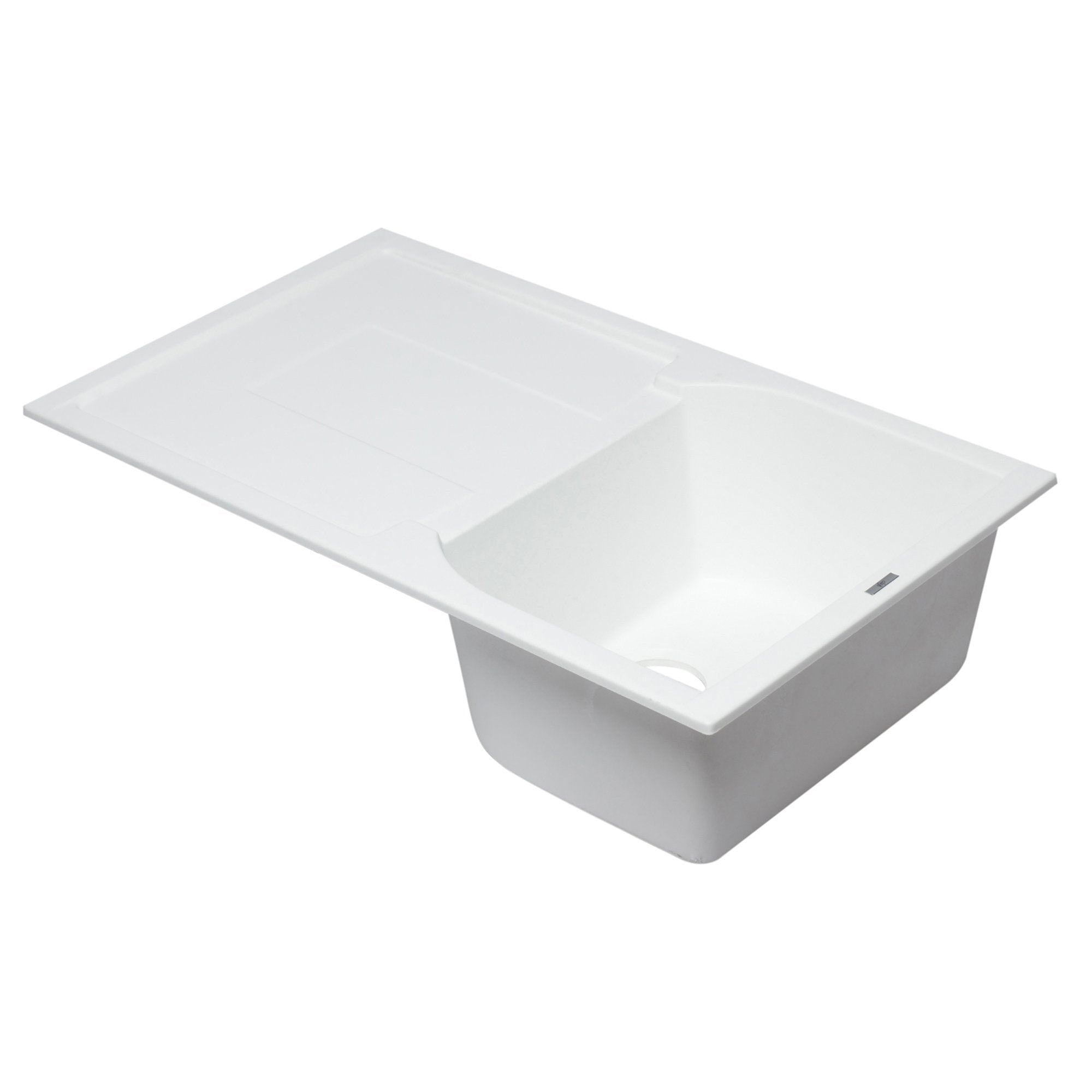 ALFI, ALFI AB1620DI-W White 34" Single Bowl Granite Composite Sink with Drainboard