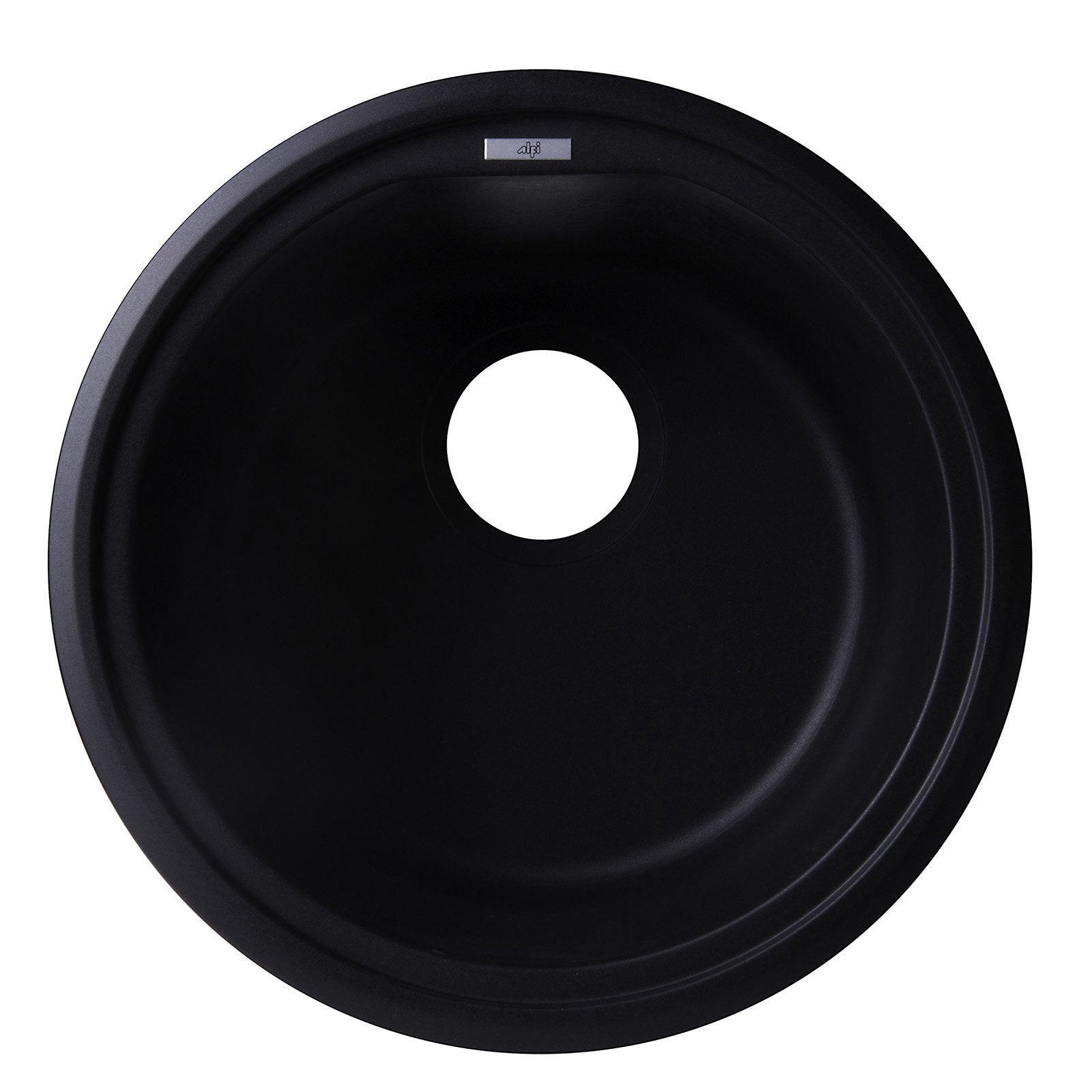 ALFI, ALFI AB1717DI-BLA Black 17" Drop-In Round Granite Composite Kitchen Prep Sink