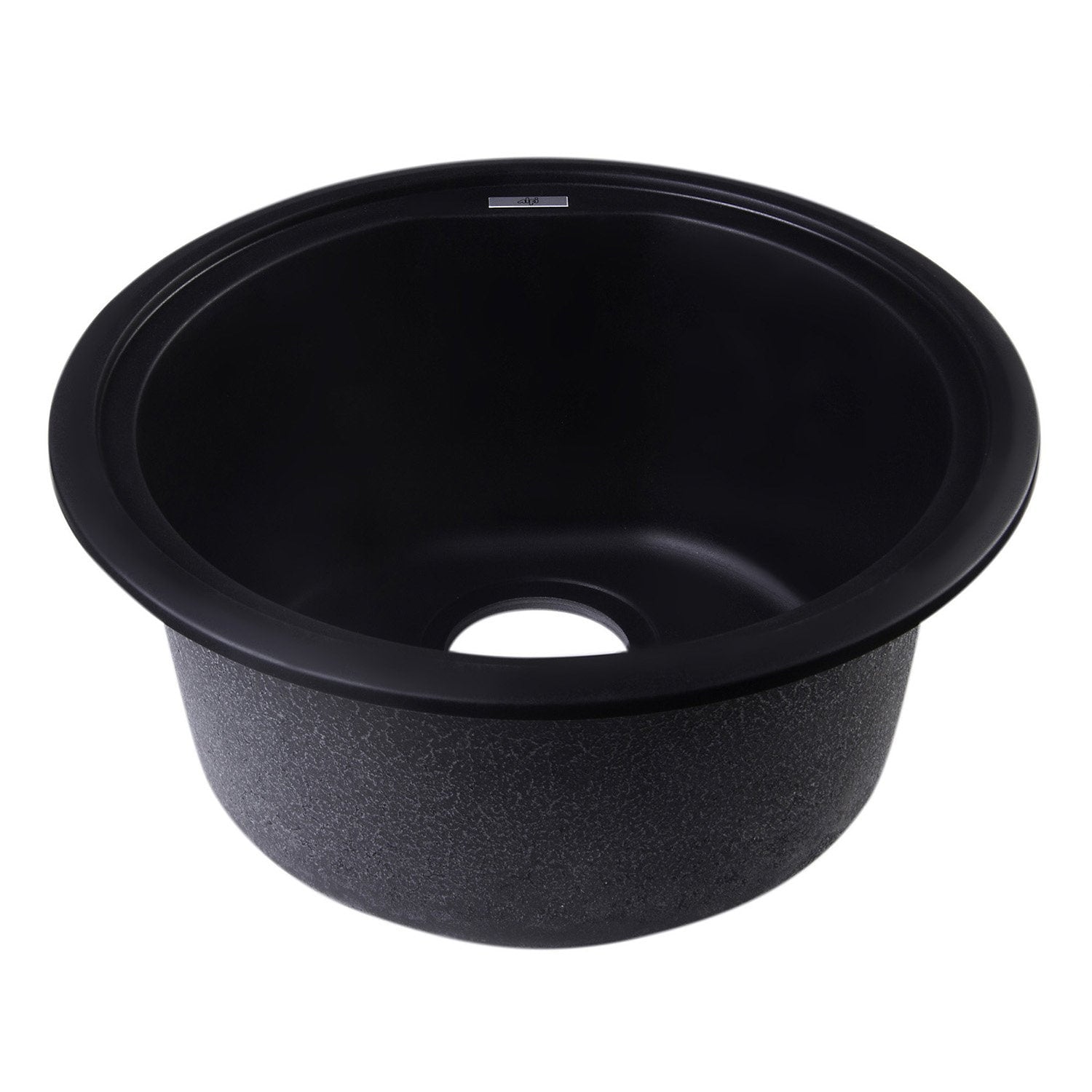 ALFI, ALFI AB1717UM-BLA Black 17" Undermount Round Granite Composite Kitchen Prep Sink