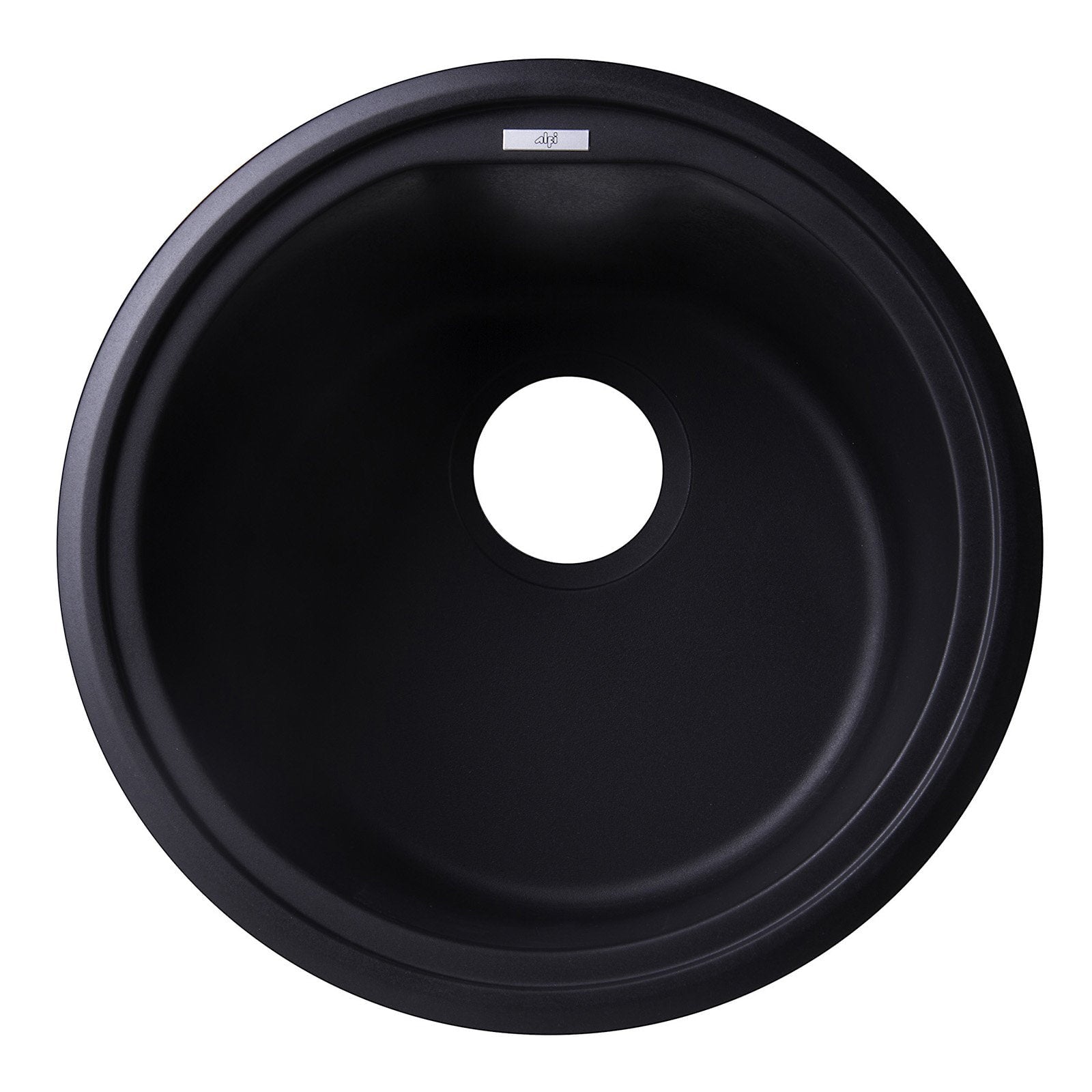 ALFI, ALFI AB1717UM-BLA Black 17" Undermount Round Granite Composite Kitchen Prep Sink