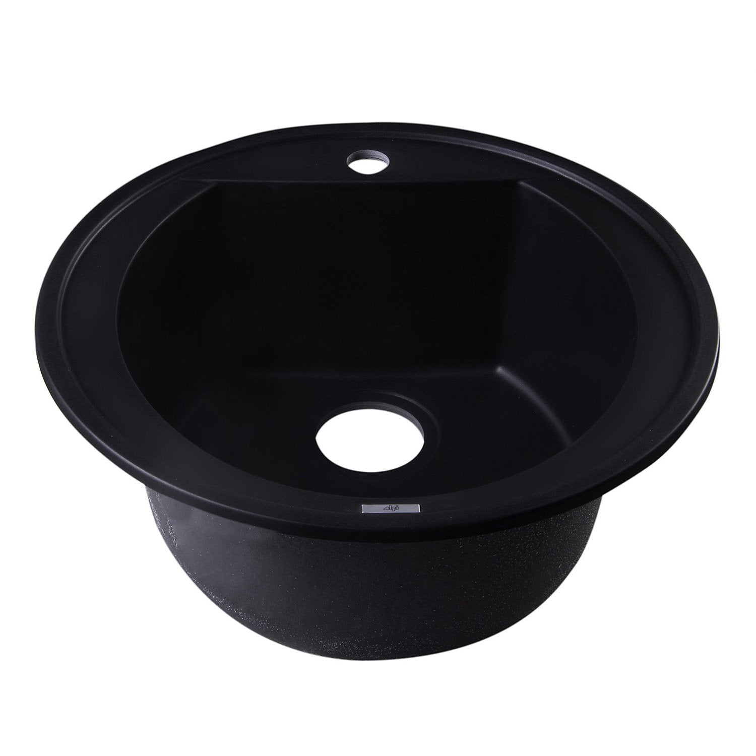 ALFI, ALFI AB2020DI-BLA Black 20" Drop-In Round Granite Composite Kitchen Prep Sink