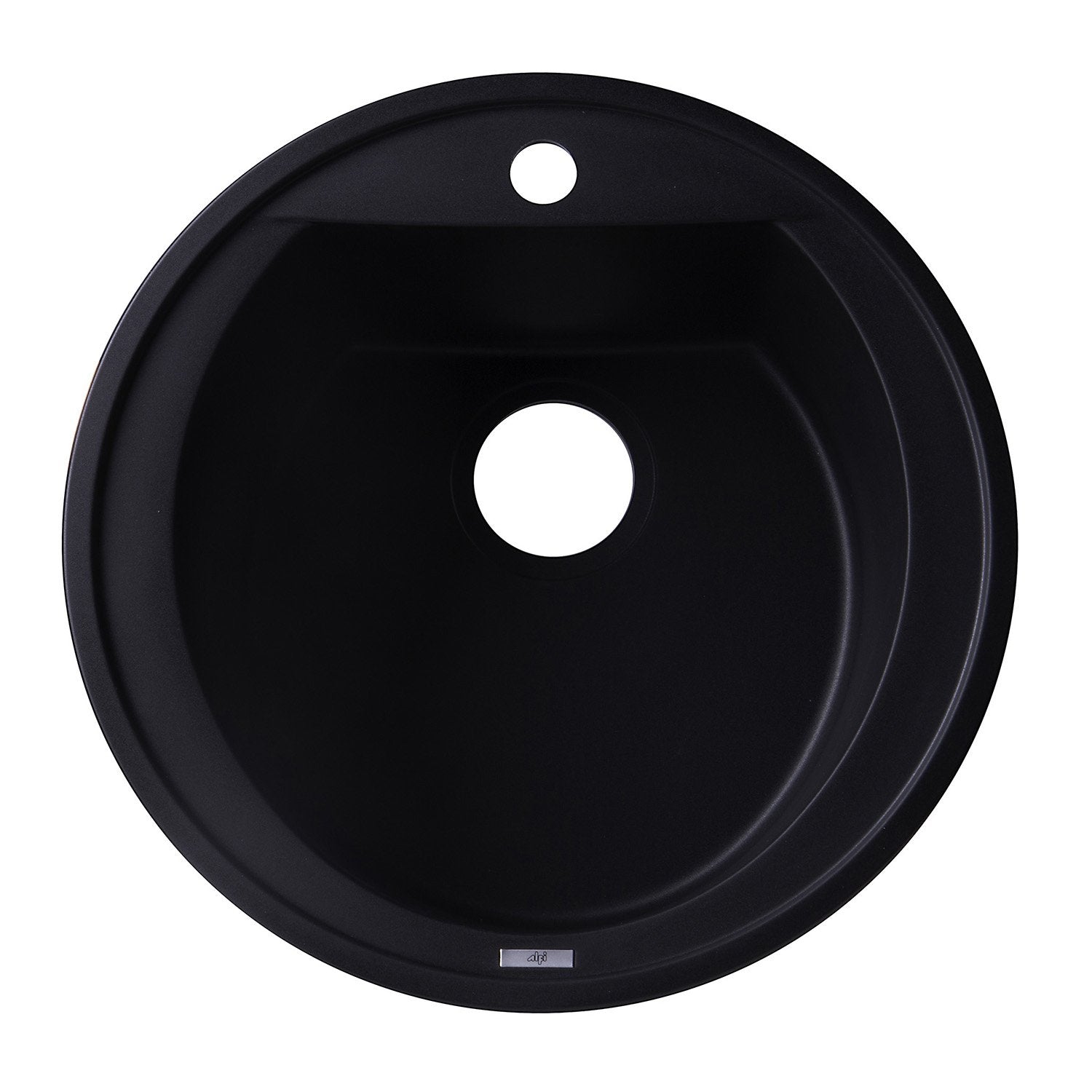 ALFI, ALFI AB2020DI-BLA Black 20" Drop-In Round Granite Composite Kitchen Prep Sink