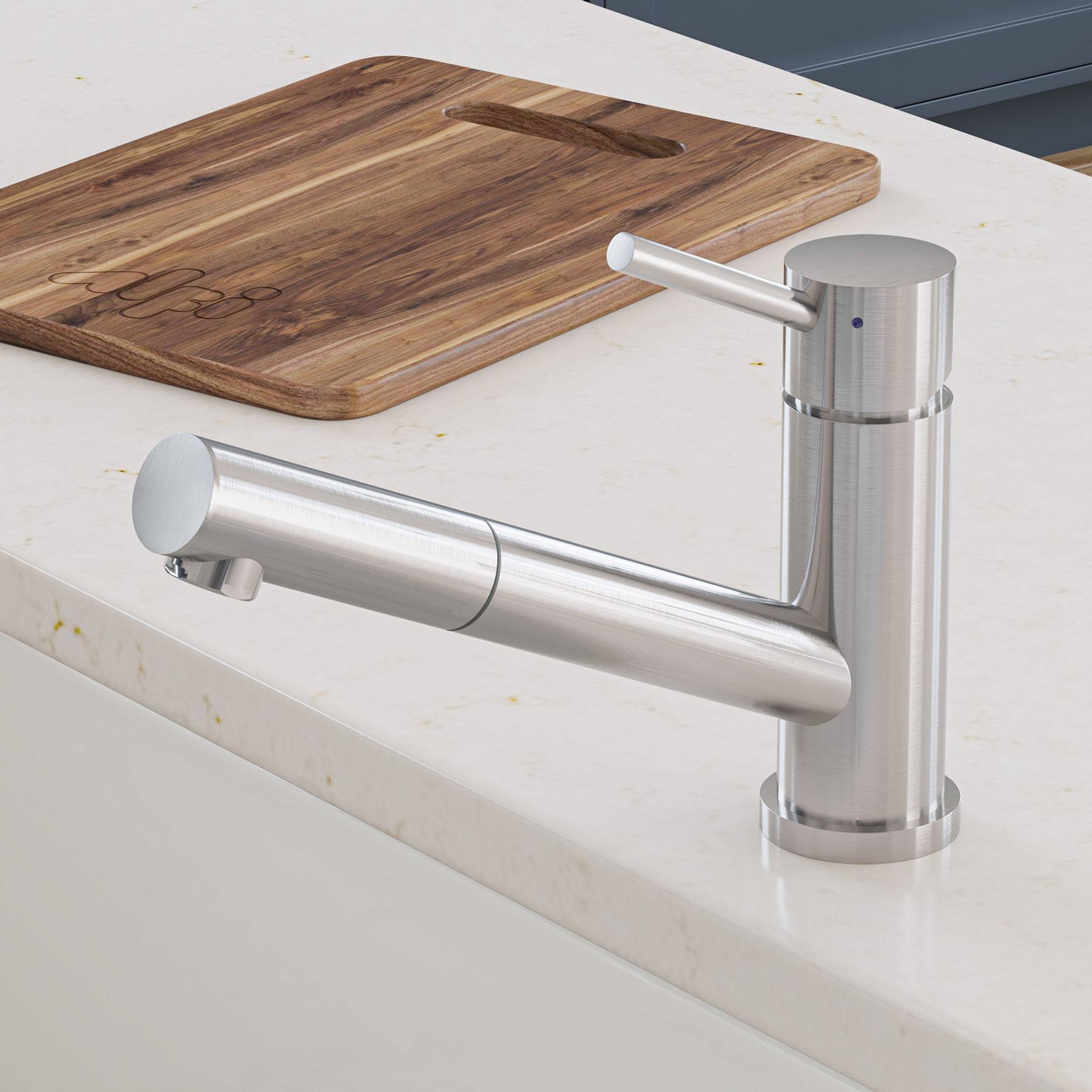 ALFI, ALFI AB2025-BSS Solid Brushed Stainless Steel Pull Out Single Hole Faucet