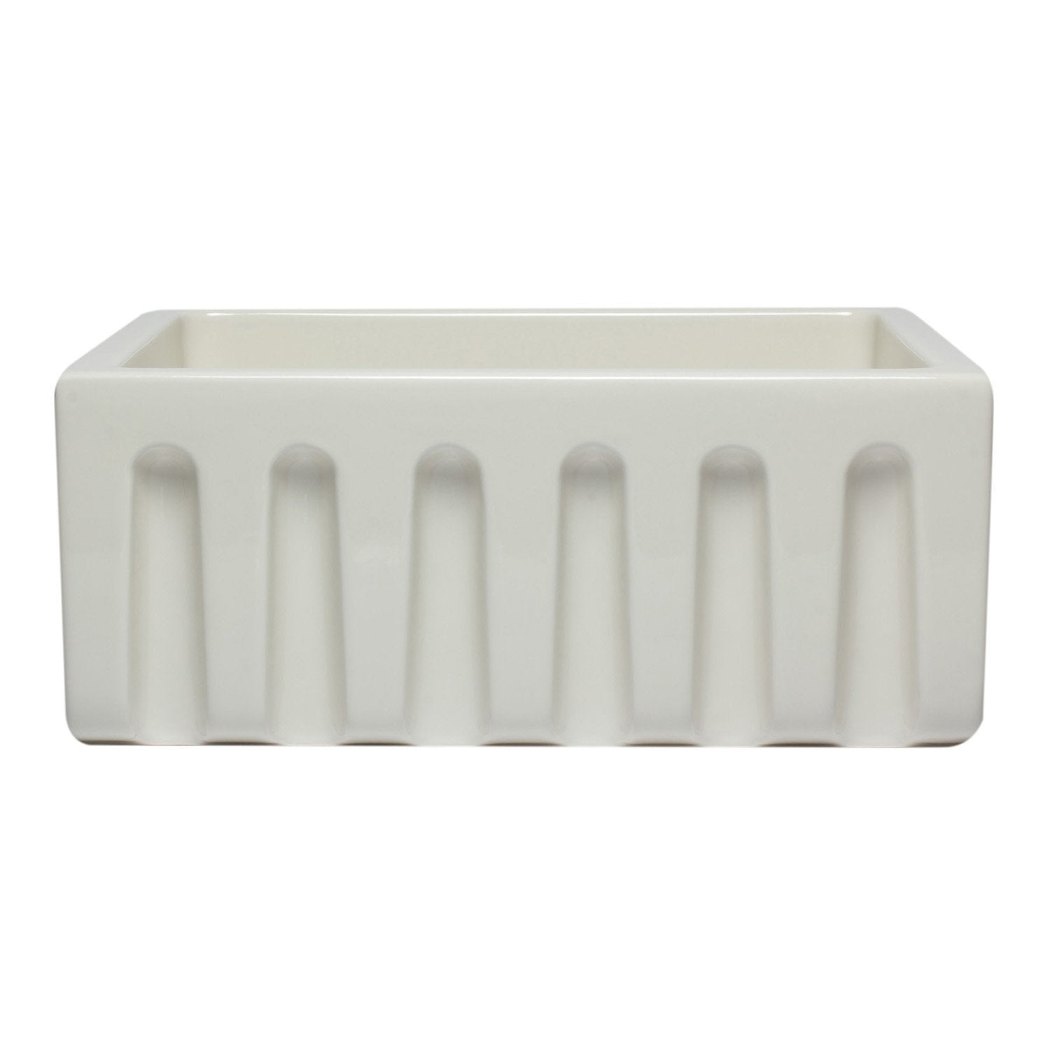 ALFI, ALFI AB2418HS-B 24 inch Biscuit Smooth / Fluted Single Bowl Fireclay Farm Sink