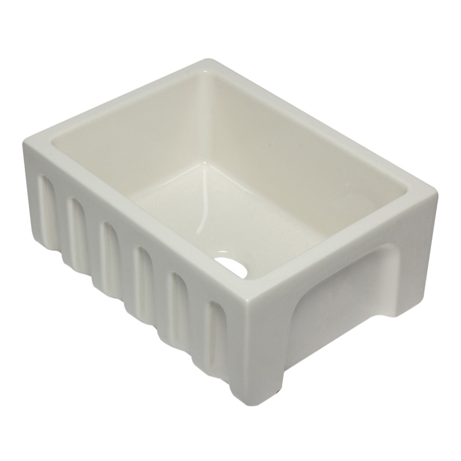 ALFI, ALFI AB2418HS-B 24 inch Biscuit Smooth / Fluted Single Bowl Fireclay Farm Sink