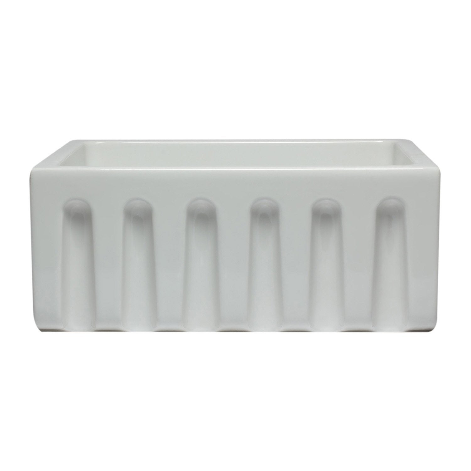 ALFI, ALFI AB2418HS-W 24 inch White Smooth / Fluted Single Bowl Fireclay Farm Sink