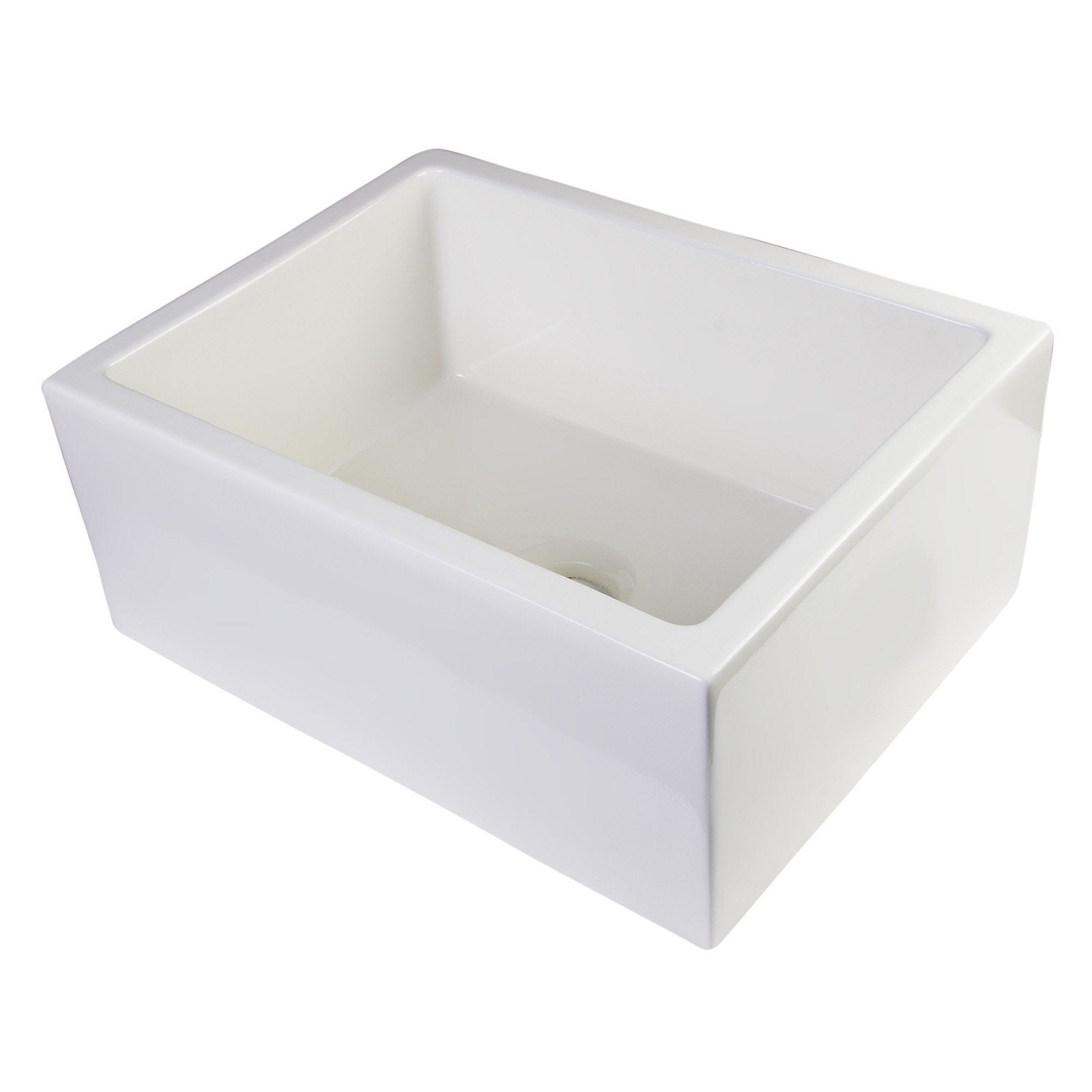 ALFI, ALFI AB2418SB-B 24" Biscuit Smooth Thick Wall Fireclay Single Bowl Farm Sink