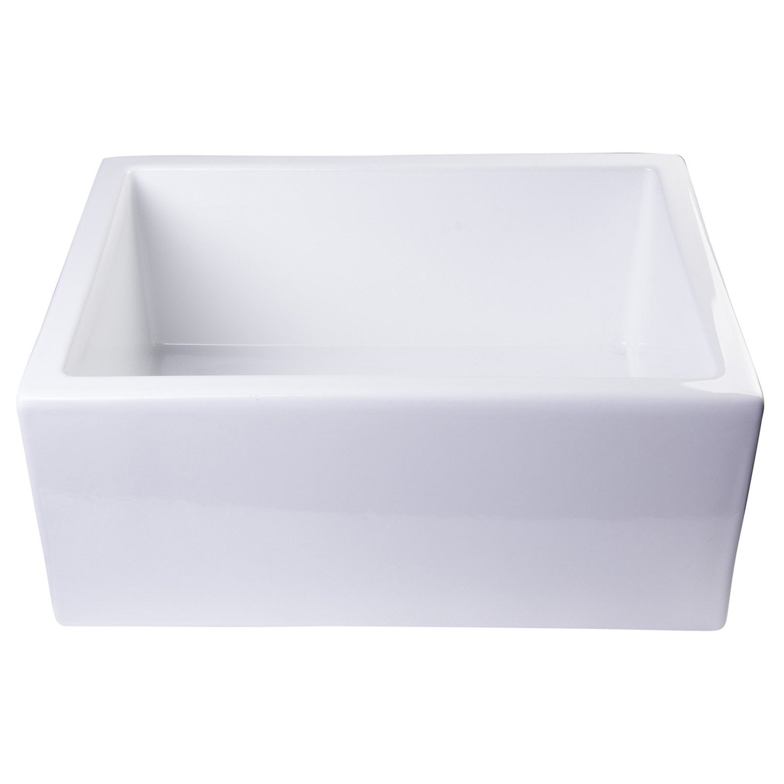 ALFI, ALFI AB2418SB-W 24" White Smooth Thick Wall Fireclay Single Bowl Farm Sink