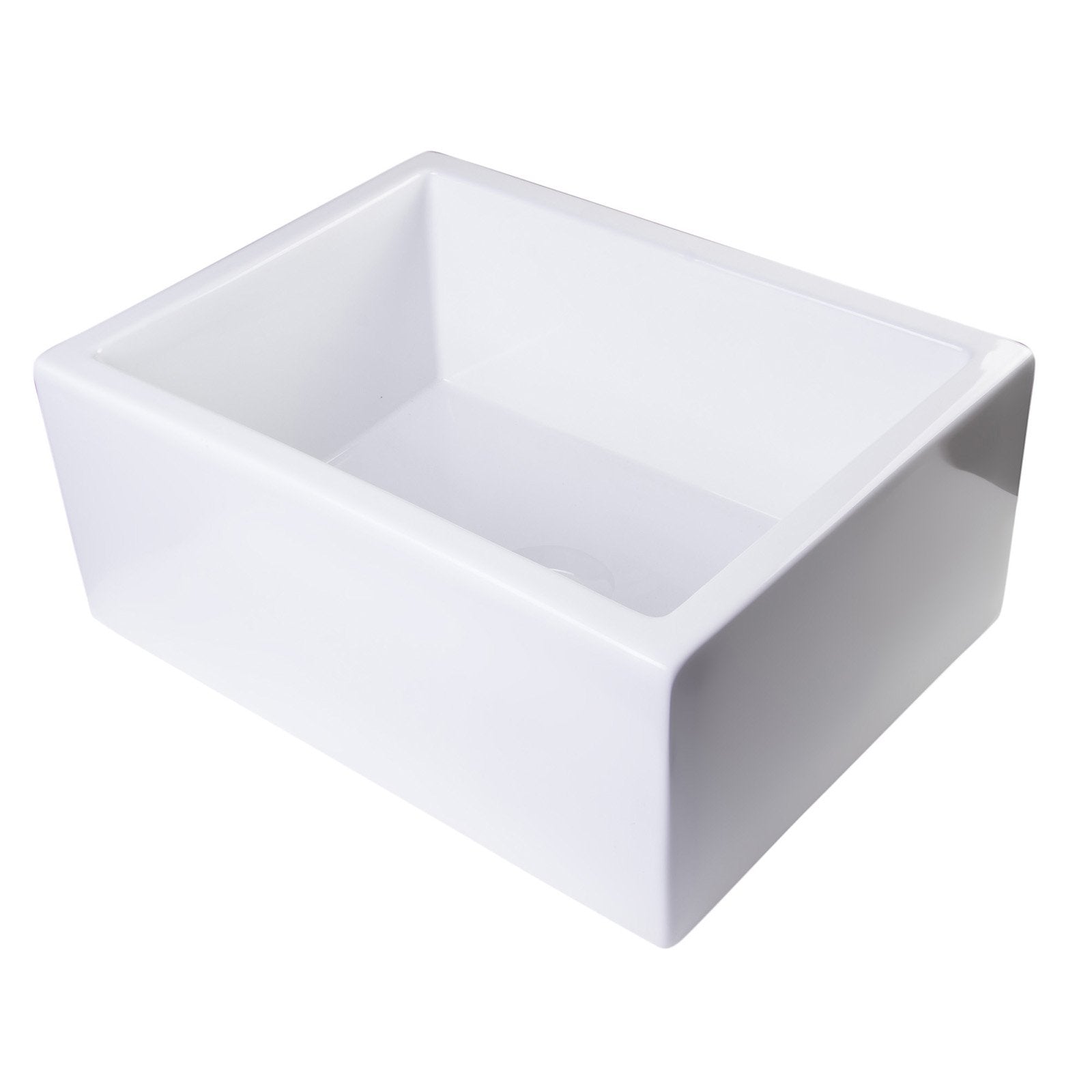 ALFI, ALFI AB2418SB-W 24" White Smooth Thick Wall Fireclay Single Bowl Farm Sink