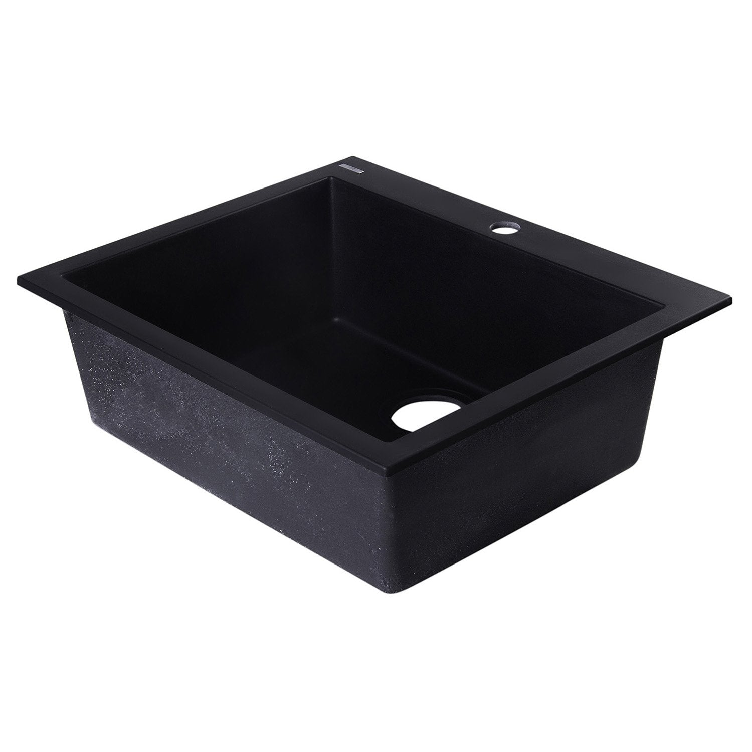 ALFI, ALFI AB2420DI-BLA Black 24" Drop-In Single Bowl Granite Composite Kitchen Sink