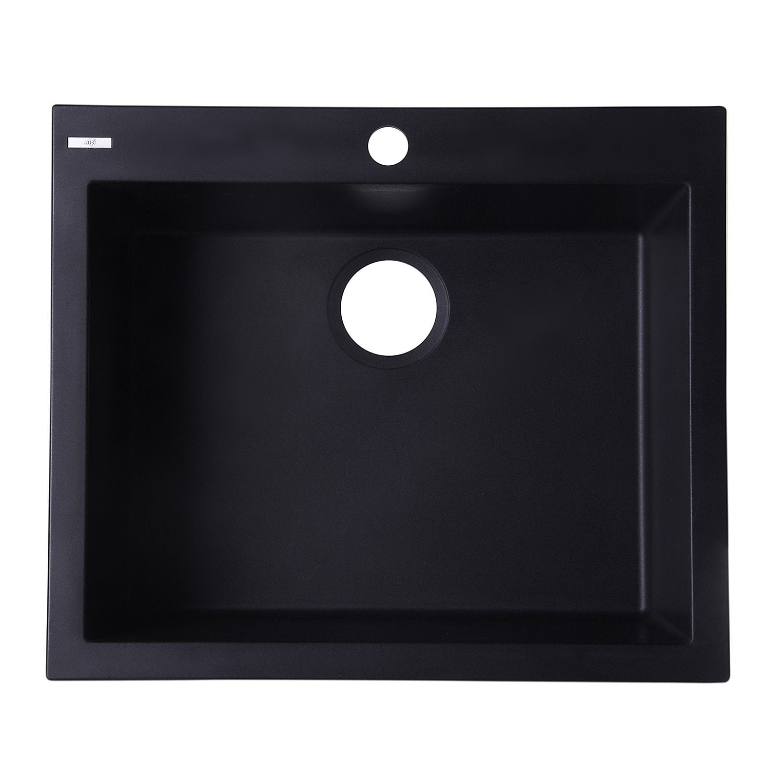 ALFI, ALFI AB2420DI-BLA Black 24" Drop-In Single Bowl Granite Composite Kitchen Sink