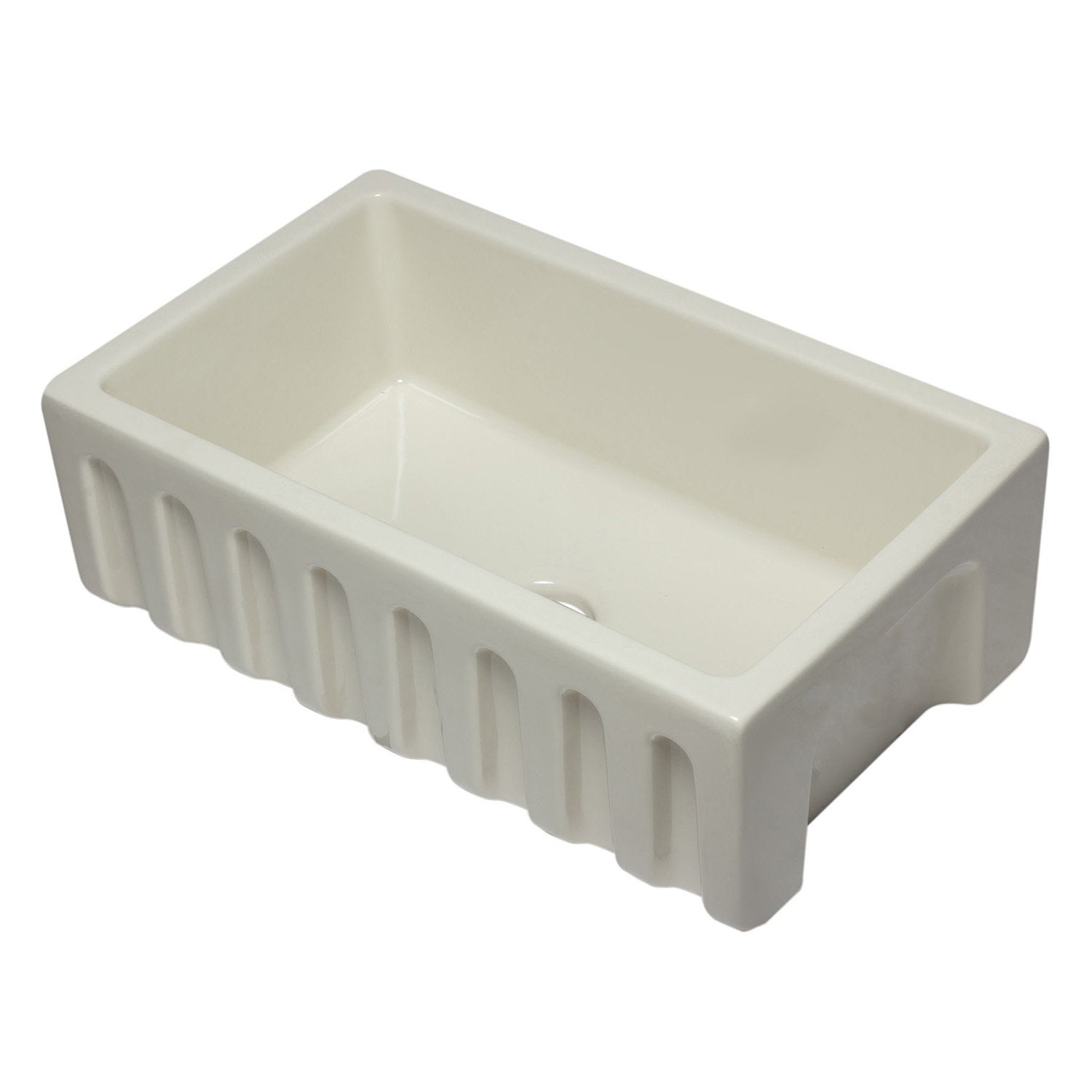 ALFI, ALFI AB3018HS-B 30 inch Biscuit Smooth / Fluted Single Bowl Fireclay Farm Sink