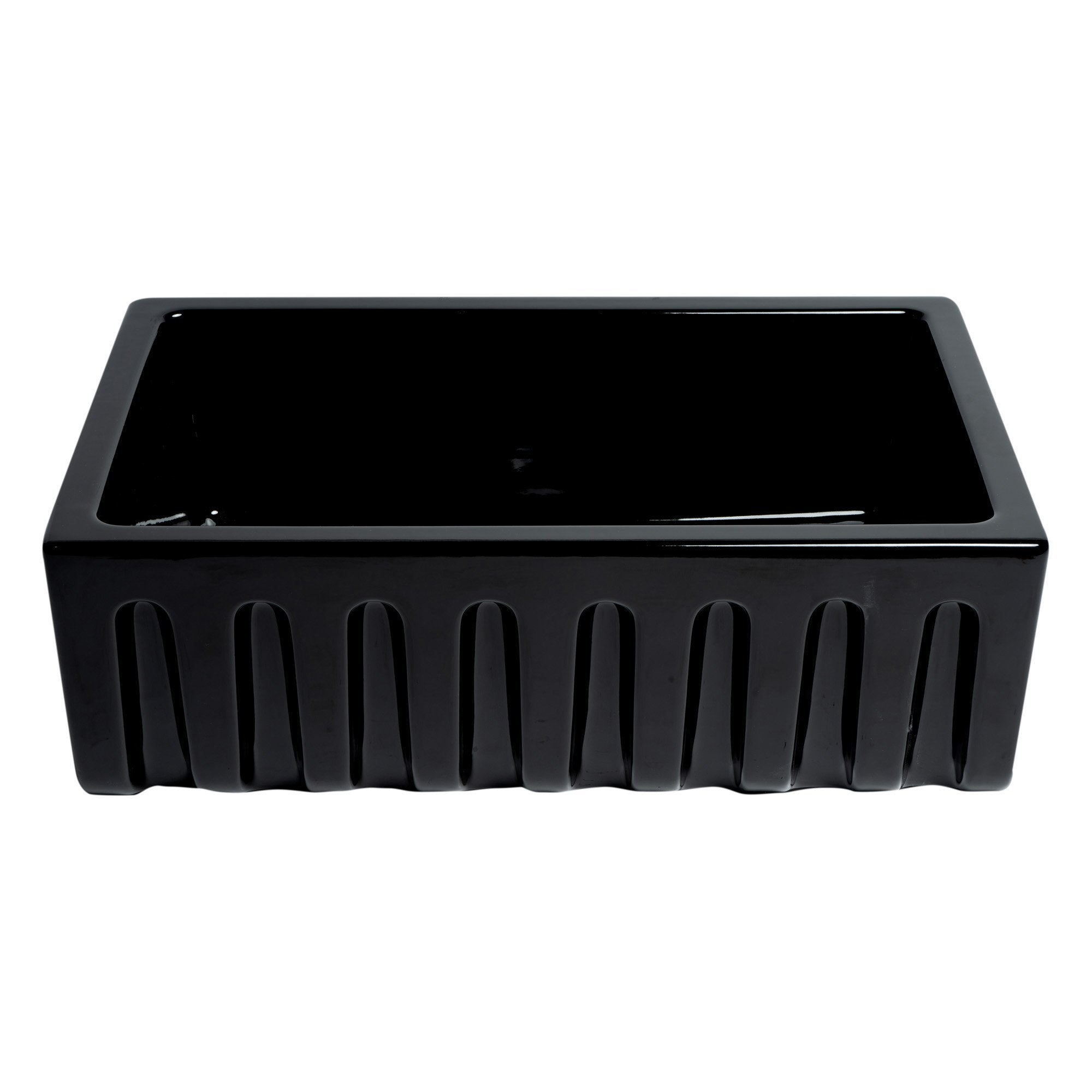 ALFI, ALFI AB3018HS-BG 30" Black Gloss Reversible Smooth / Fluted Fireclay Farm Sink