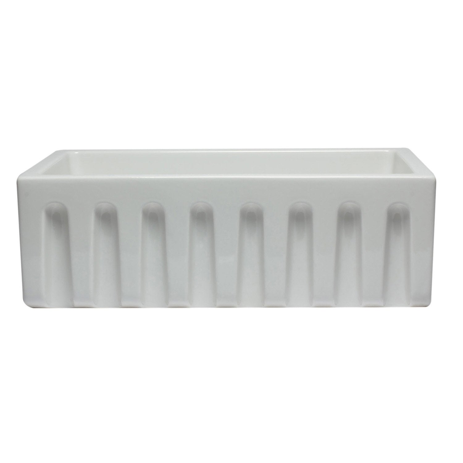 ALFI, ALFI AB3018HS-W 30 inch White Smooth / Fluted Single Bowl Fireclay Farm Sink