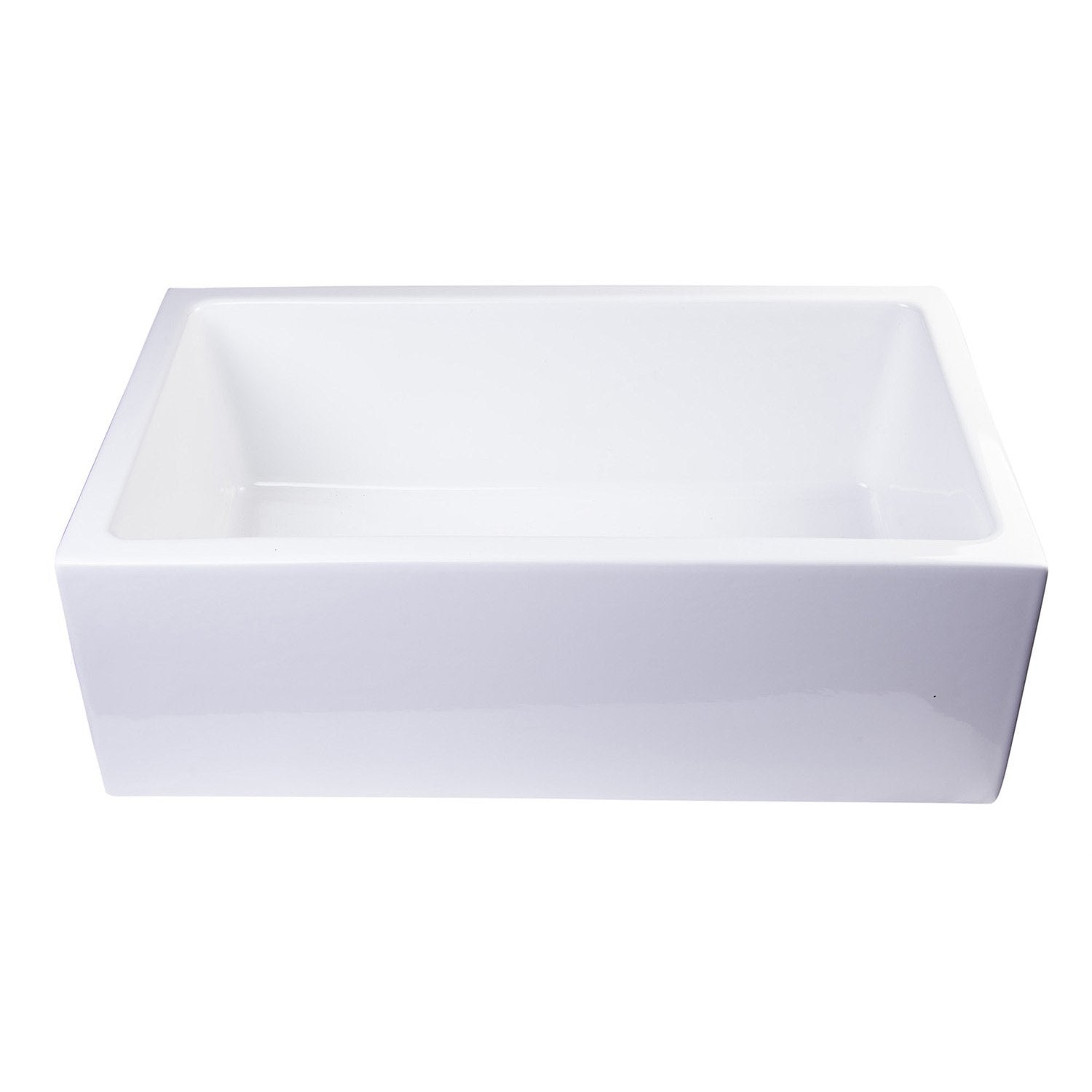 ALFI, ALFI AB3018SB-W 30" White Smooth Apron Solid Wall Fireclay Single Bowl Farm Sink