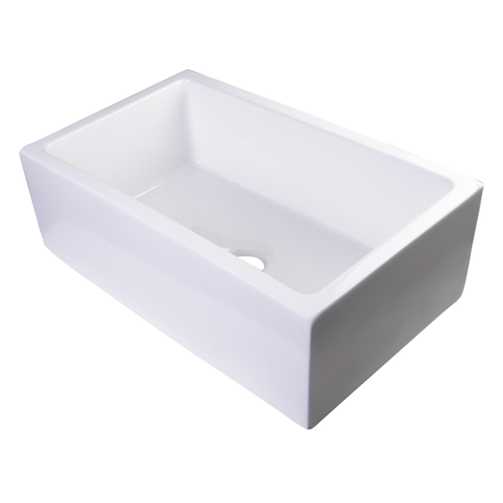 ALFI, ALFI AB3018SB-W 30" White Smooth Apron Solid Wall Fireclay Single Bowl Farm Sink