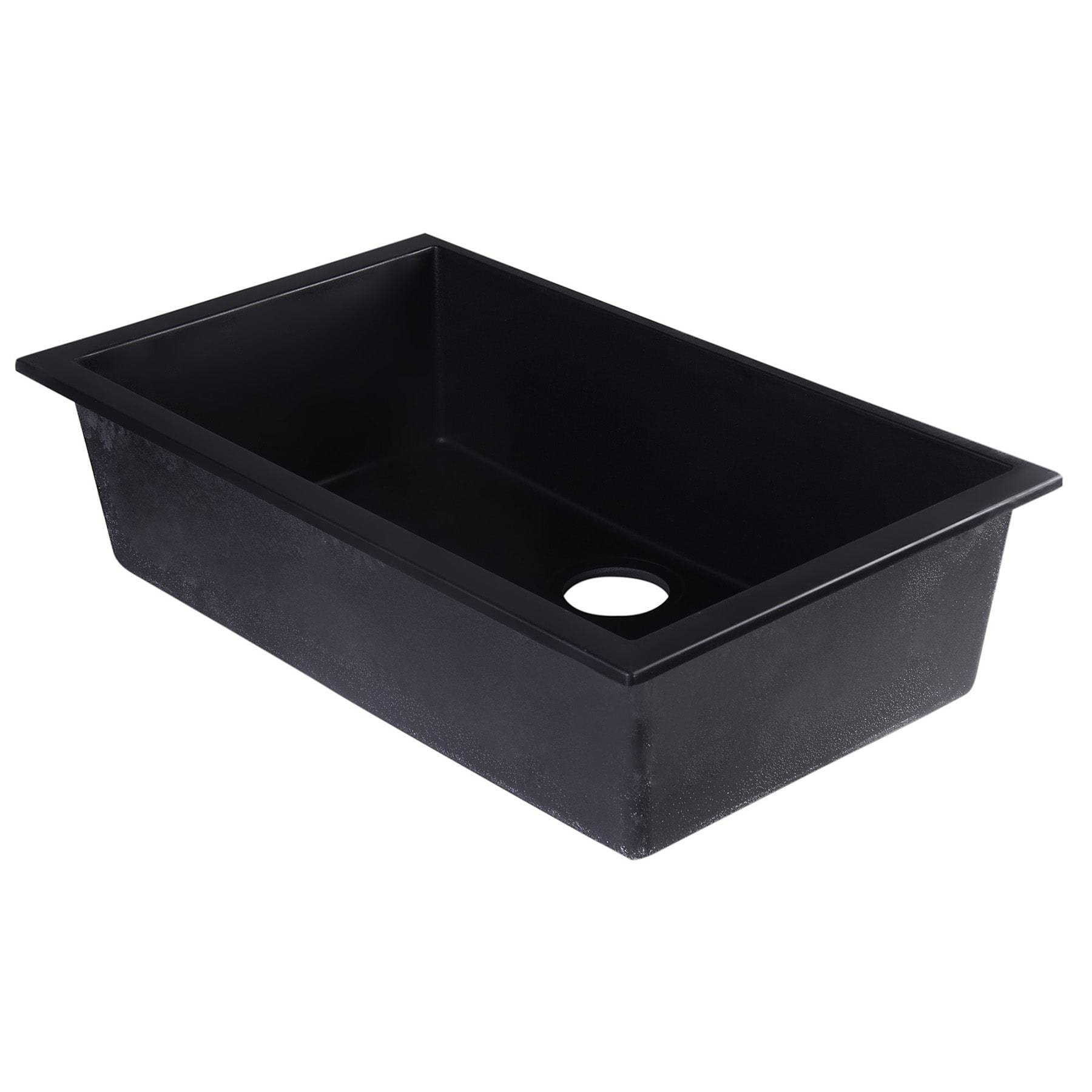 ALFI, ALFI AB3020UM-BLA Black 30" Undermount Single Bowl Granite Composite Sink