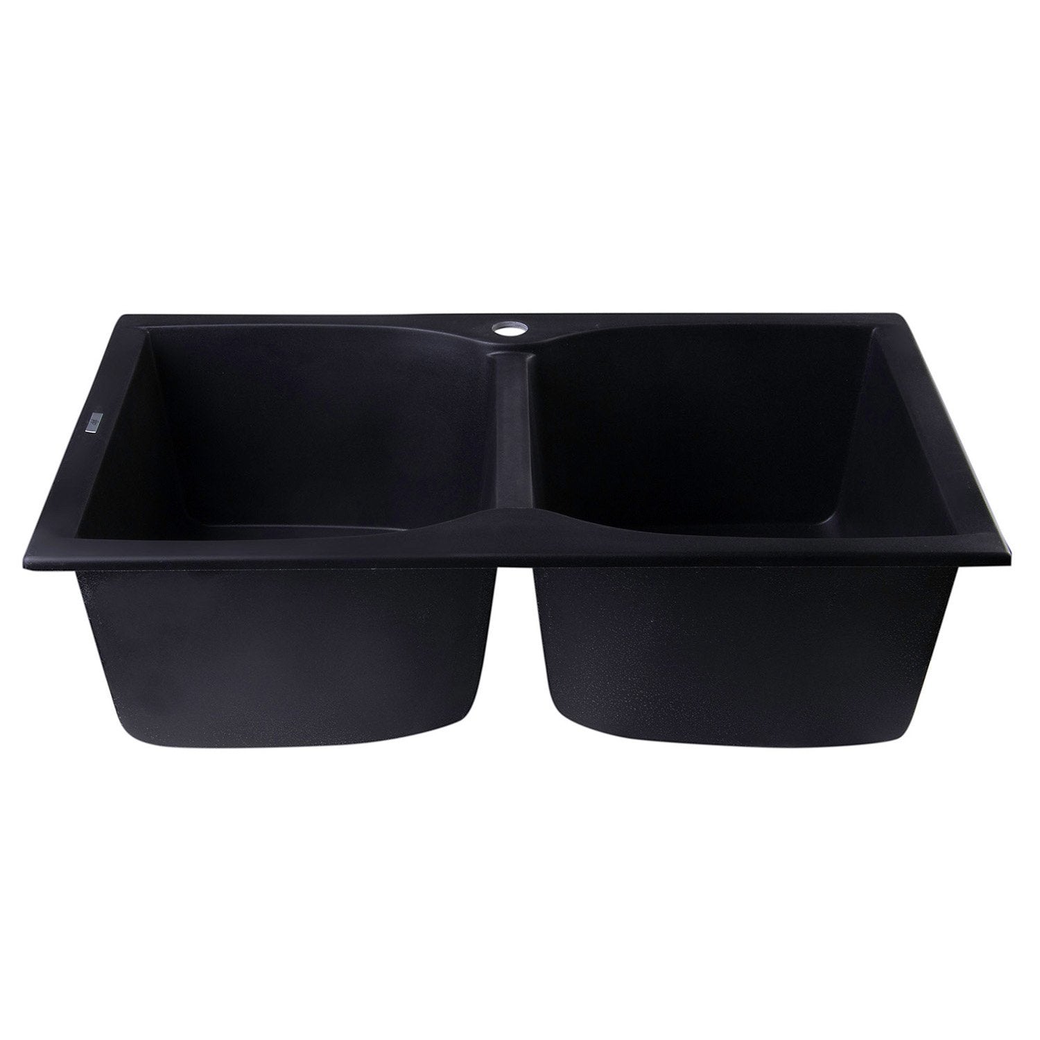 ALFI, ALFI AB3220DI-BLA Black 32" Drop-In Double Bowl Granite Composite Kitchen Sink