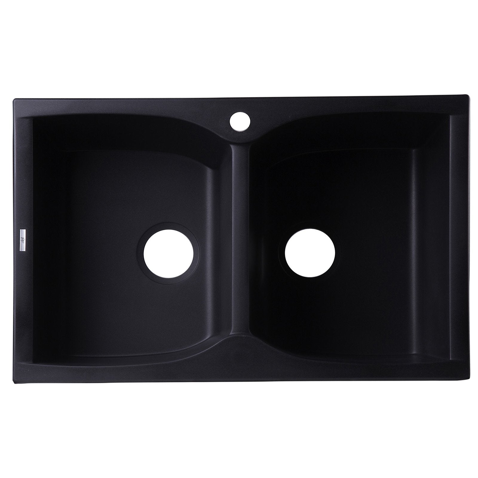 ALFI, ALFI AB3220DI-BLA Black 32" Drop-In Double Bowl Granite Composite Kitchen Sink