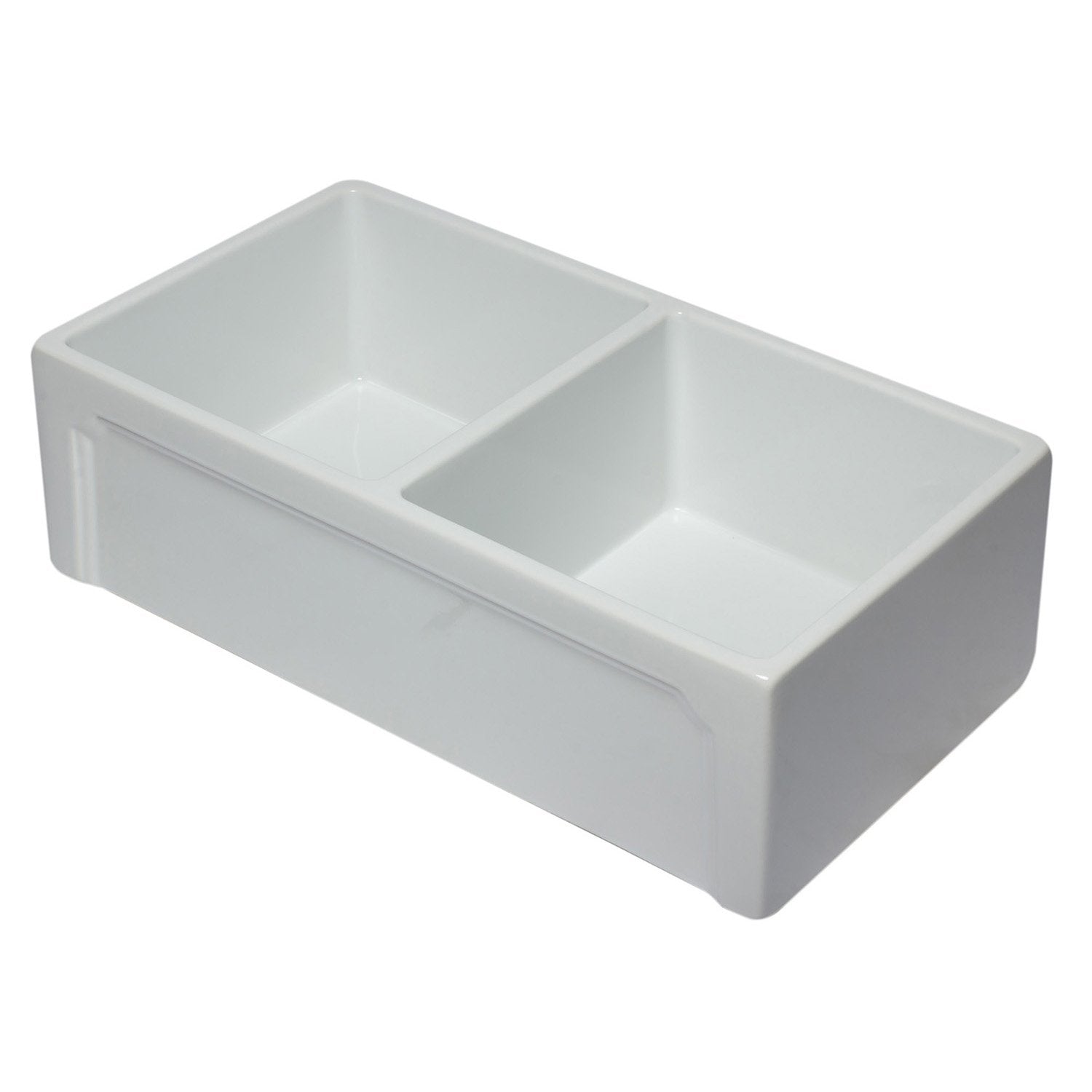 ALFI, ALFI AB3318DB-W 33 inch White Reversible Double Fireclay Farmhouse Kitchen Sink