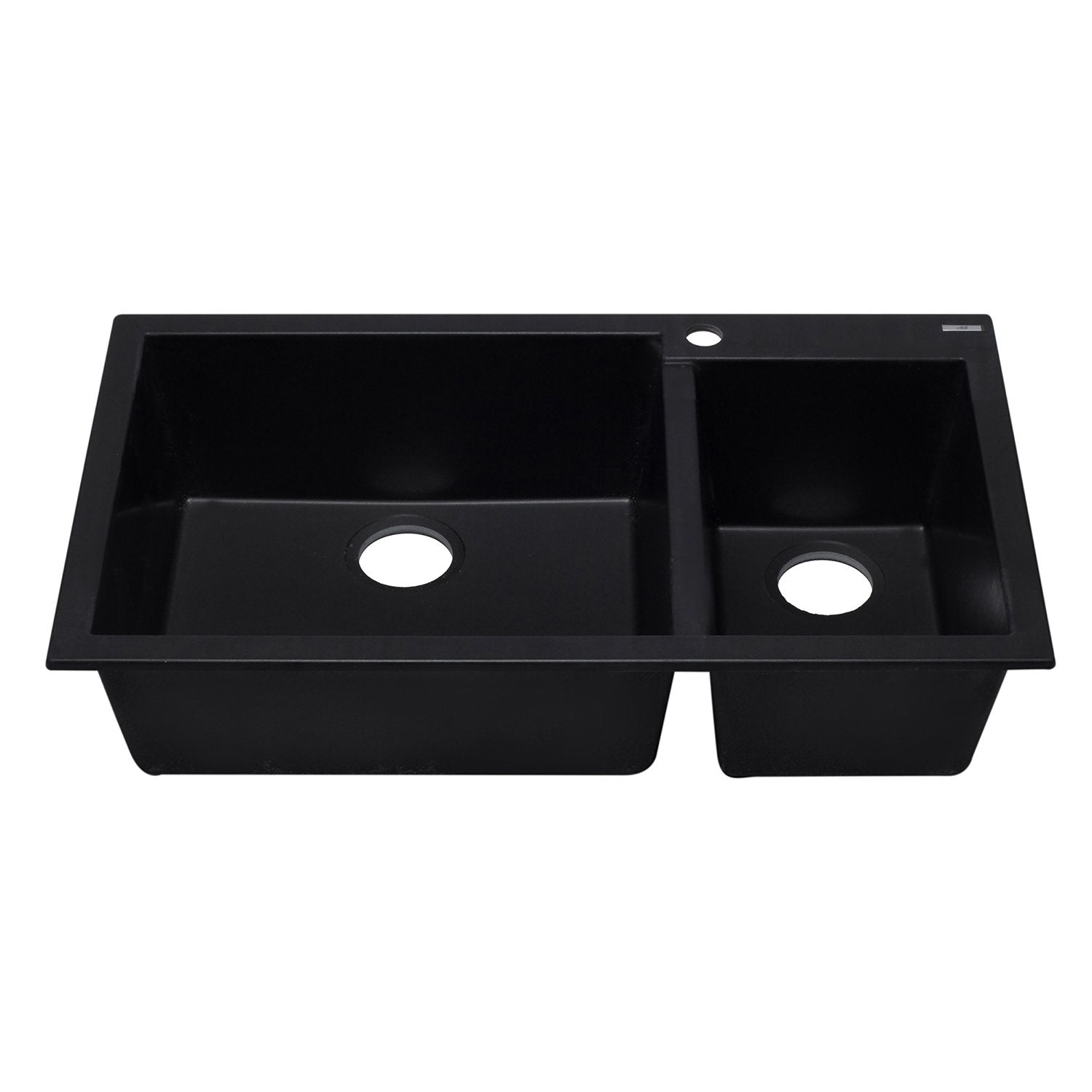 ALFI, ALFI AB3319DI-BLA Black 34" Double Bowl Drop in Granite Composite Kitchen Sink