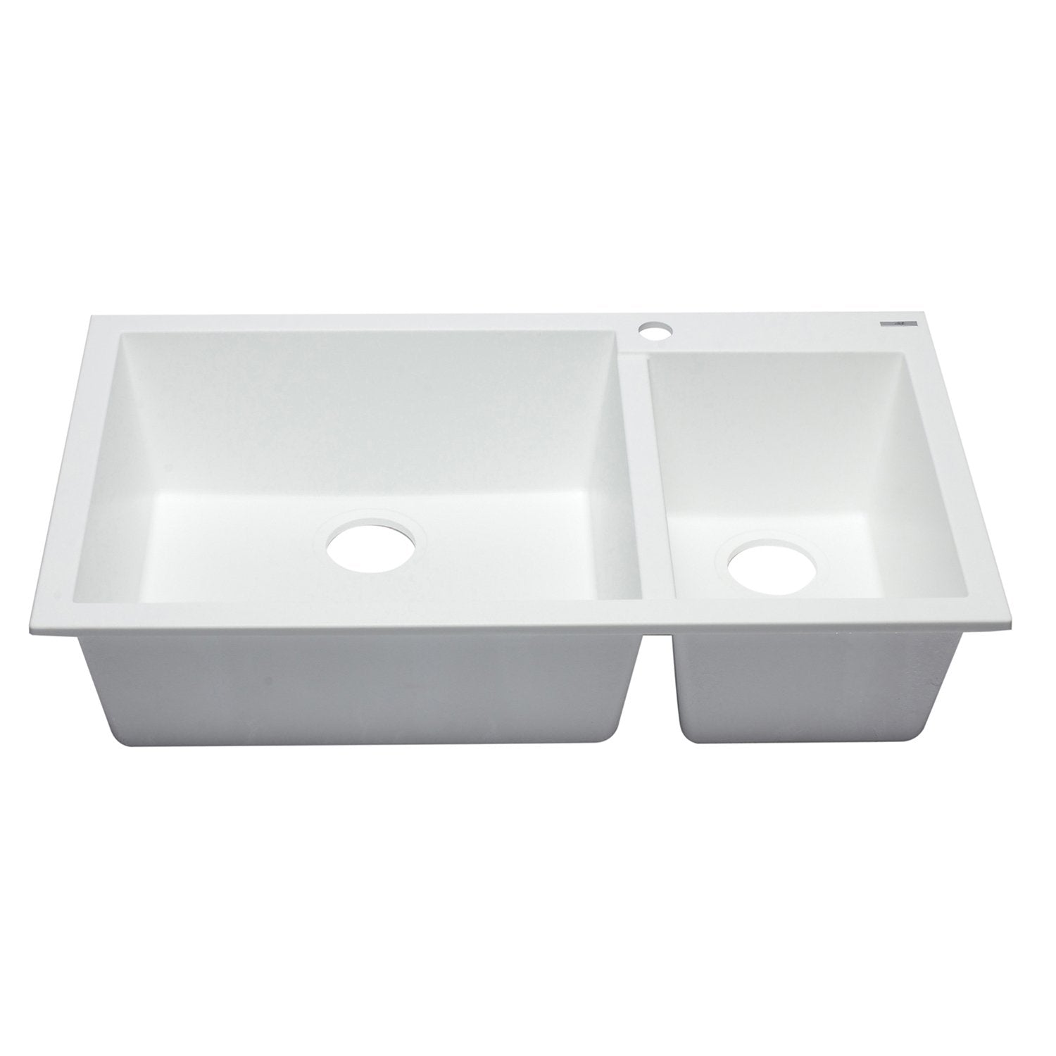 ALFI, ALFI AB3319DI-W White 34" Double Bowl Drop in Granite Composite Kitchen Sink