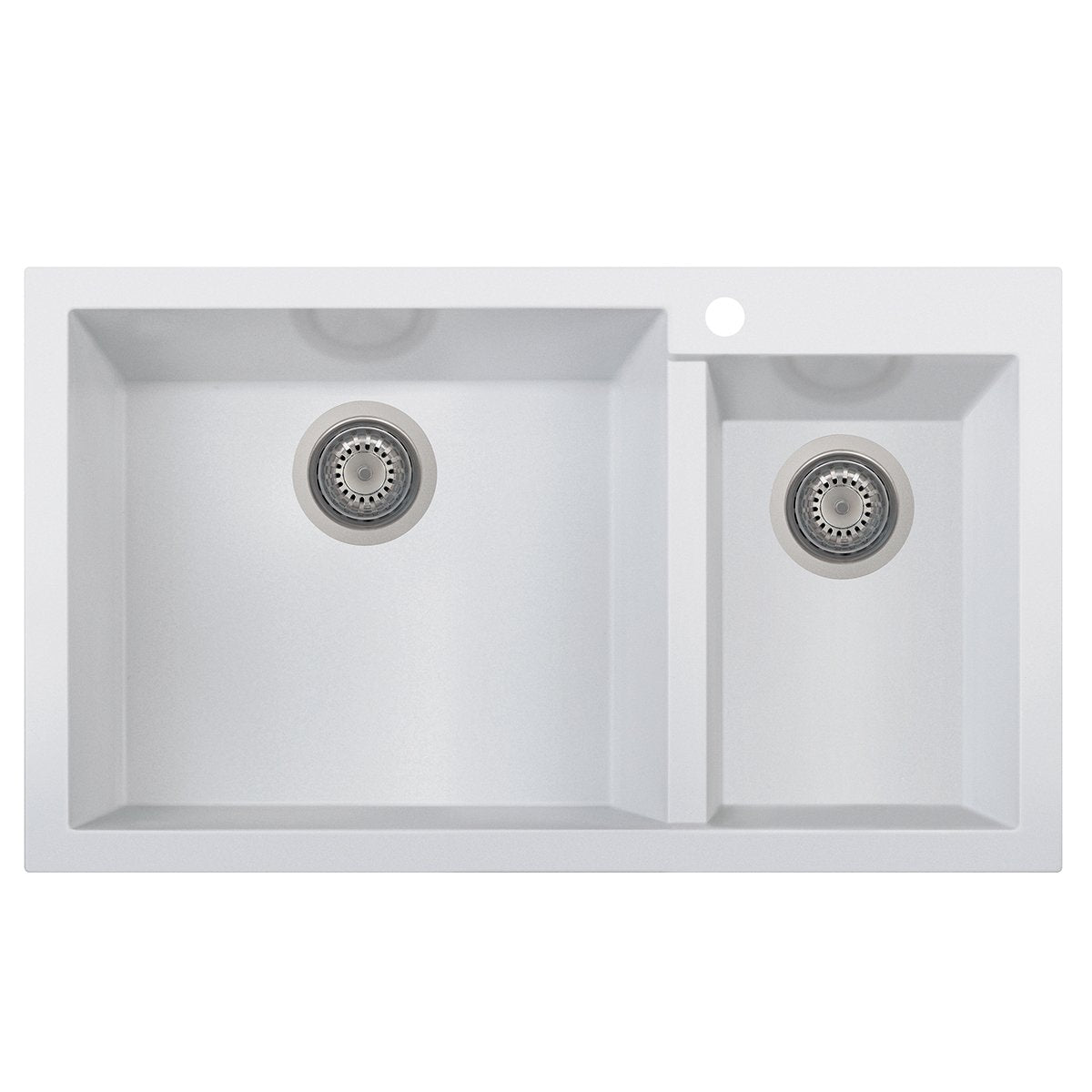 ALFI, ALFI AB3319DI-W White 34" Double Bowl Drop in Granite Composite Kitchen Sink