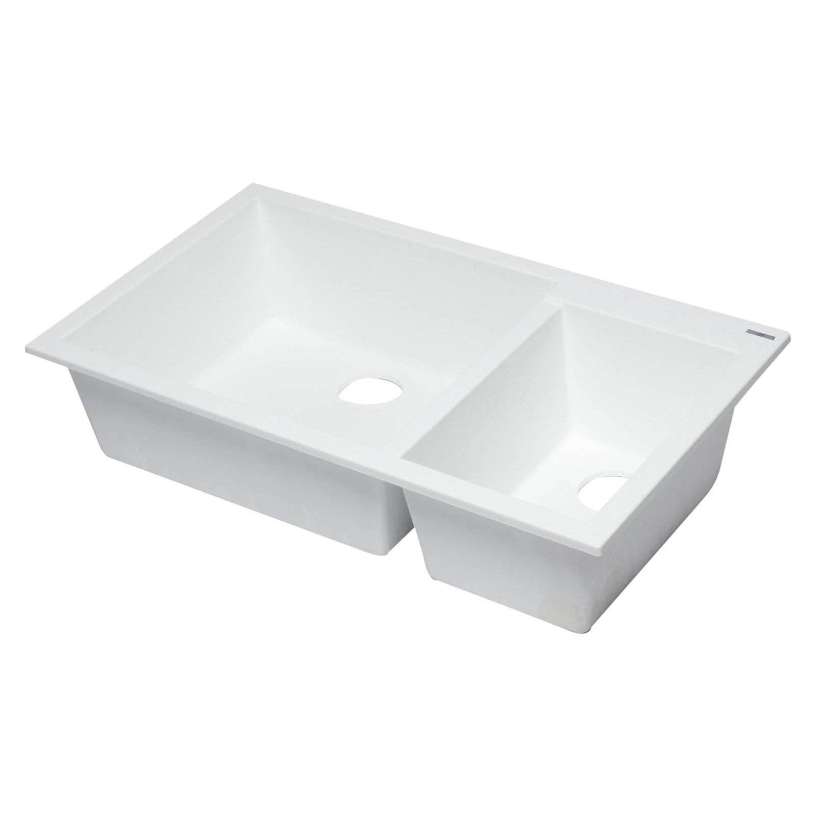 ALFI, ALFI AB3319UM-W White 34" Double Bowl Undermount Granite Composite Kitchen Sink