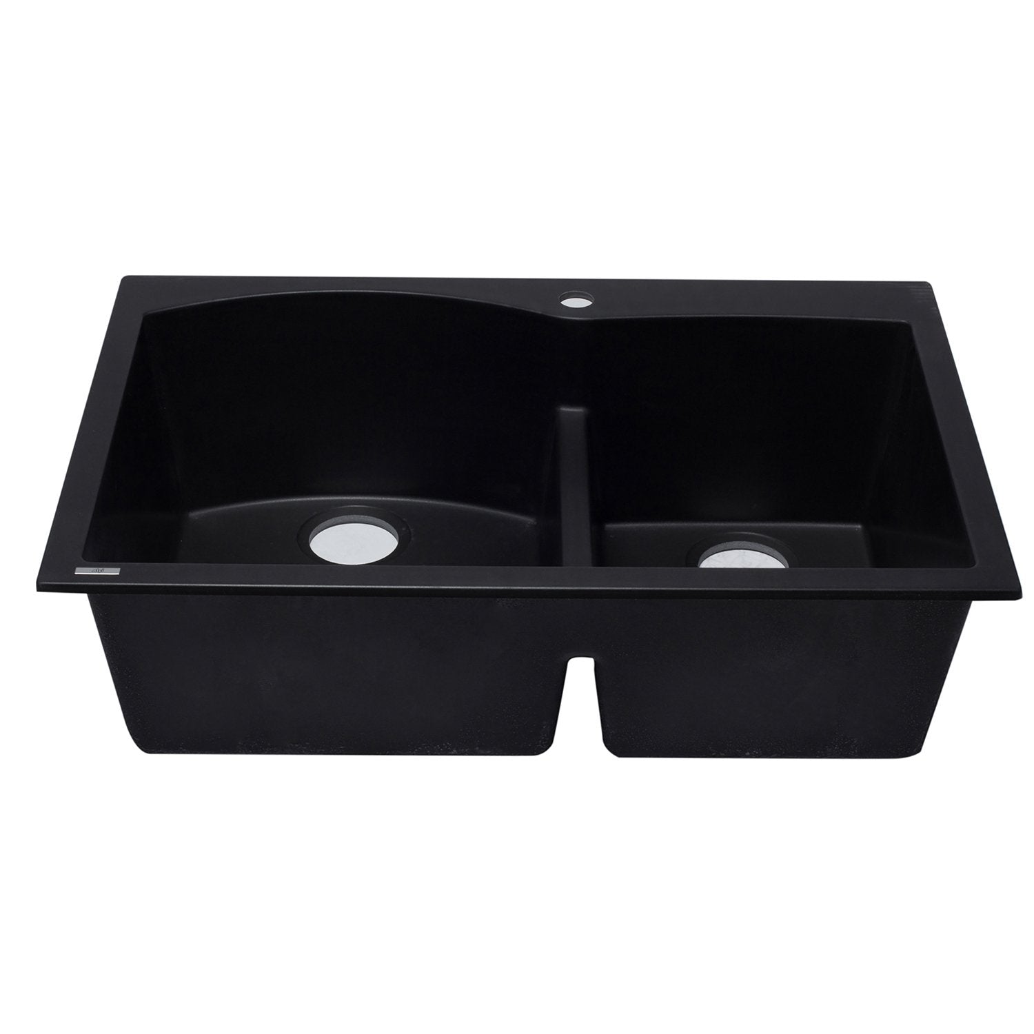 ALFI, ALFI AB3320DI-BLA Black 33" Double Bowl Drop in Granite Composite Kitchen Sink