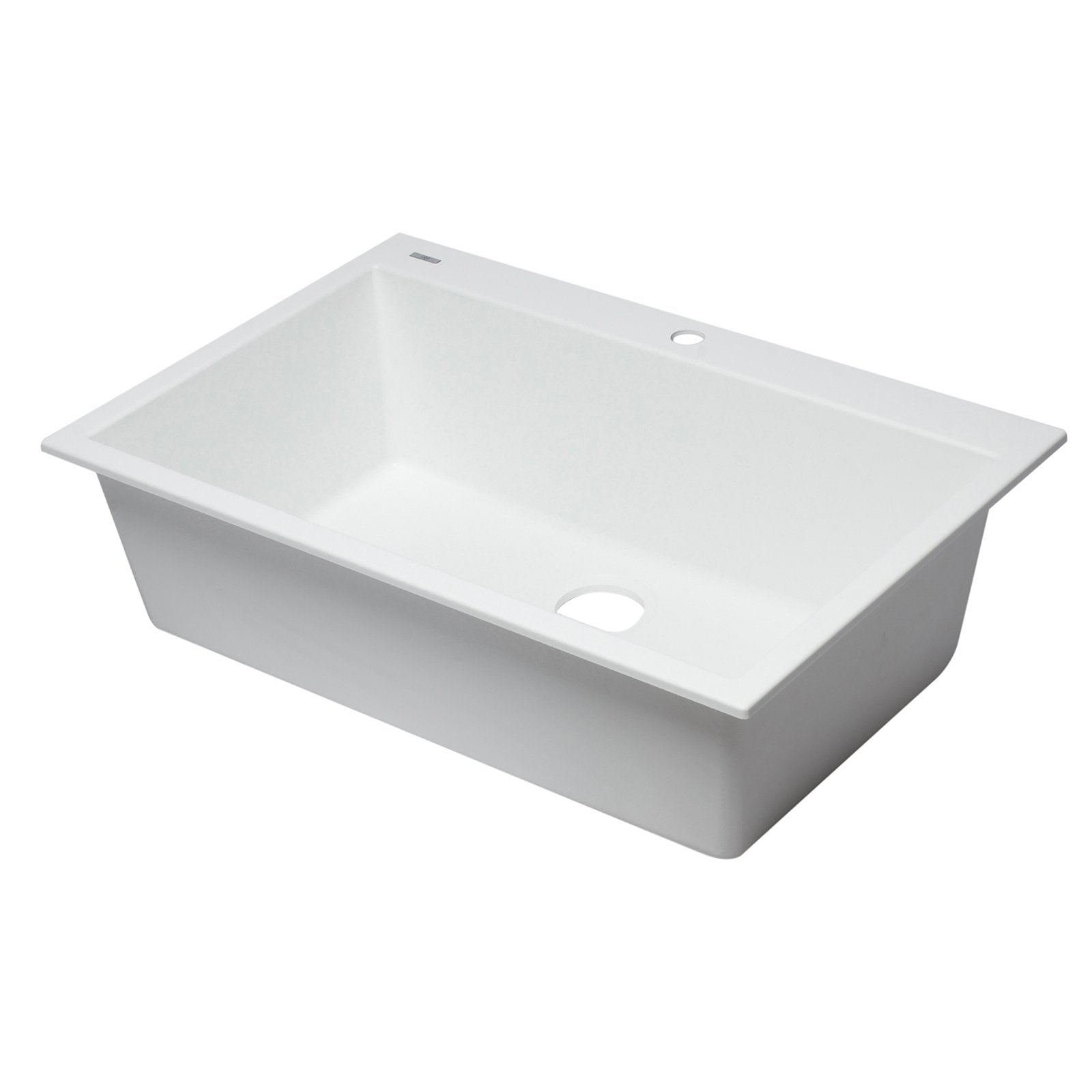 ALFI, ALFI AB3322DI-W White 33" Single Bowl Drop in Granite Composite Kitchen Sink