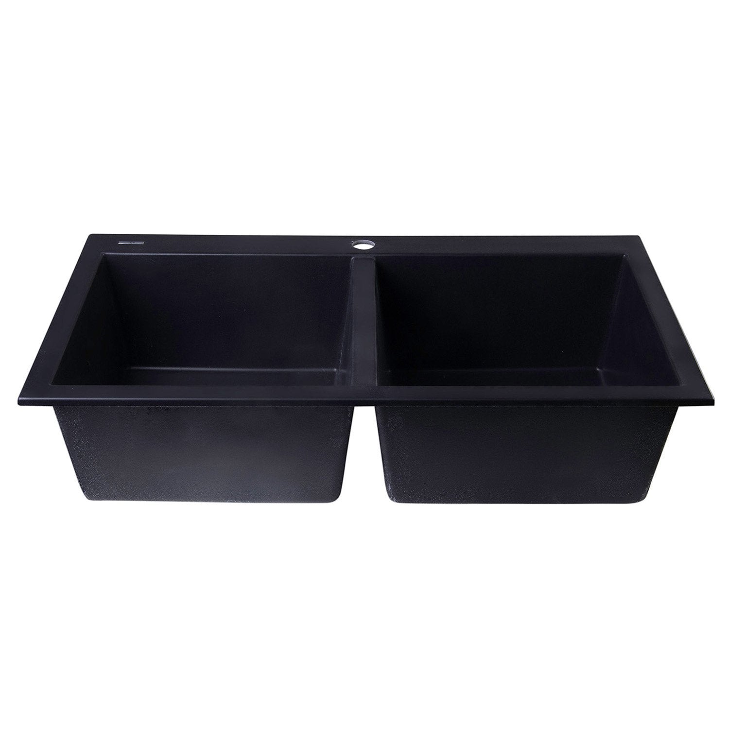 ALFI, ALFI AB3420DI-BLA Black 34" Drop-In Double Bowl Granite Composite Kitchen Sink