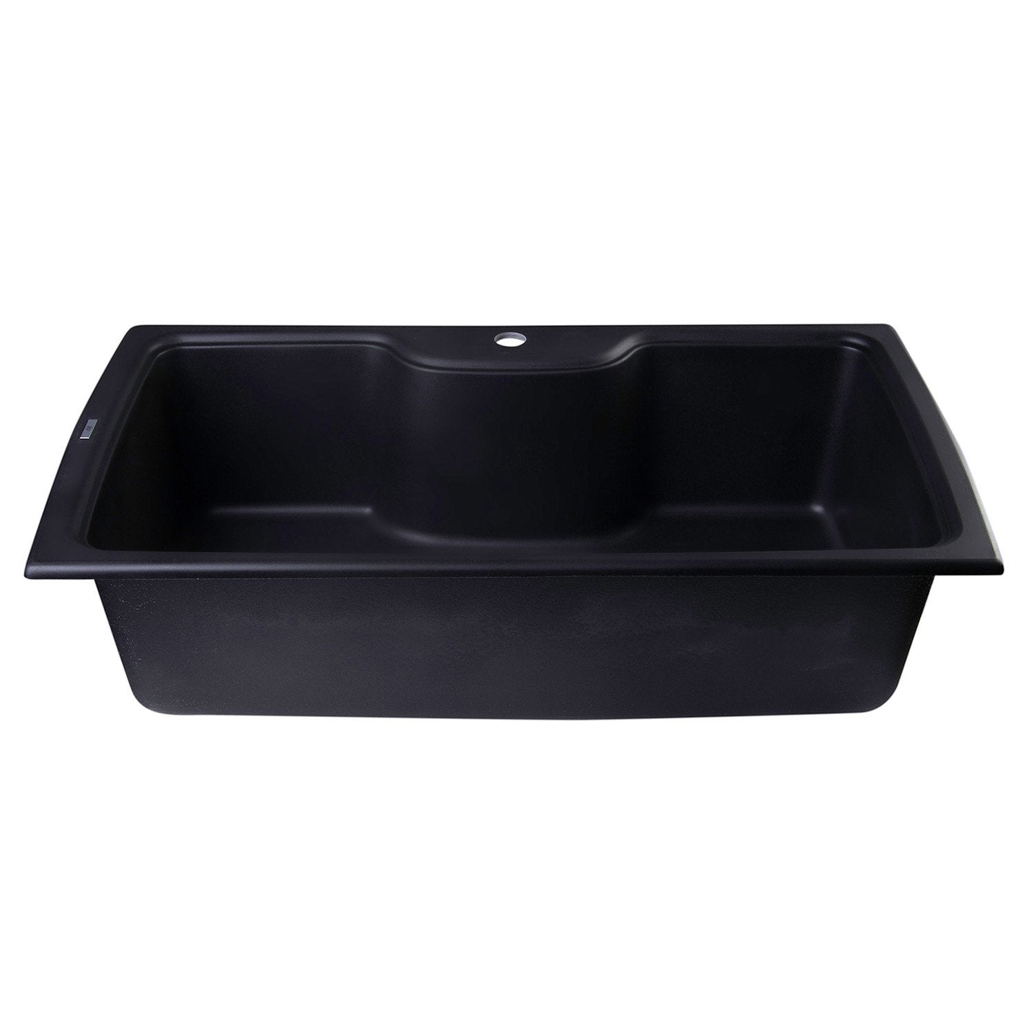 ALFI, ALFI AB3520DI-BLA Black 35" Drop-In Single Bowl Granite Composite Kitchen Sink