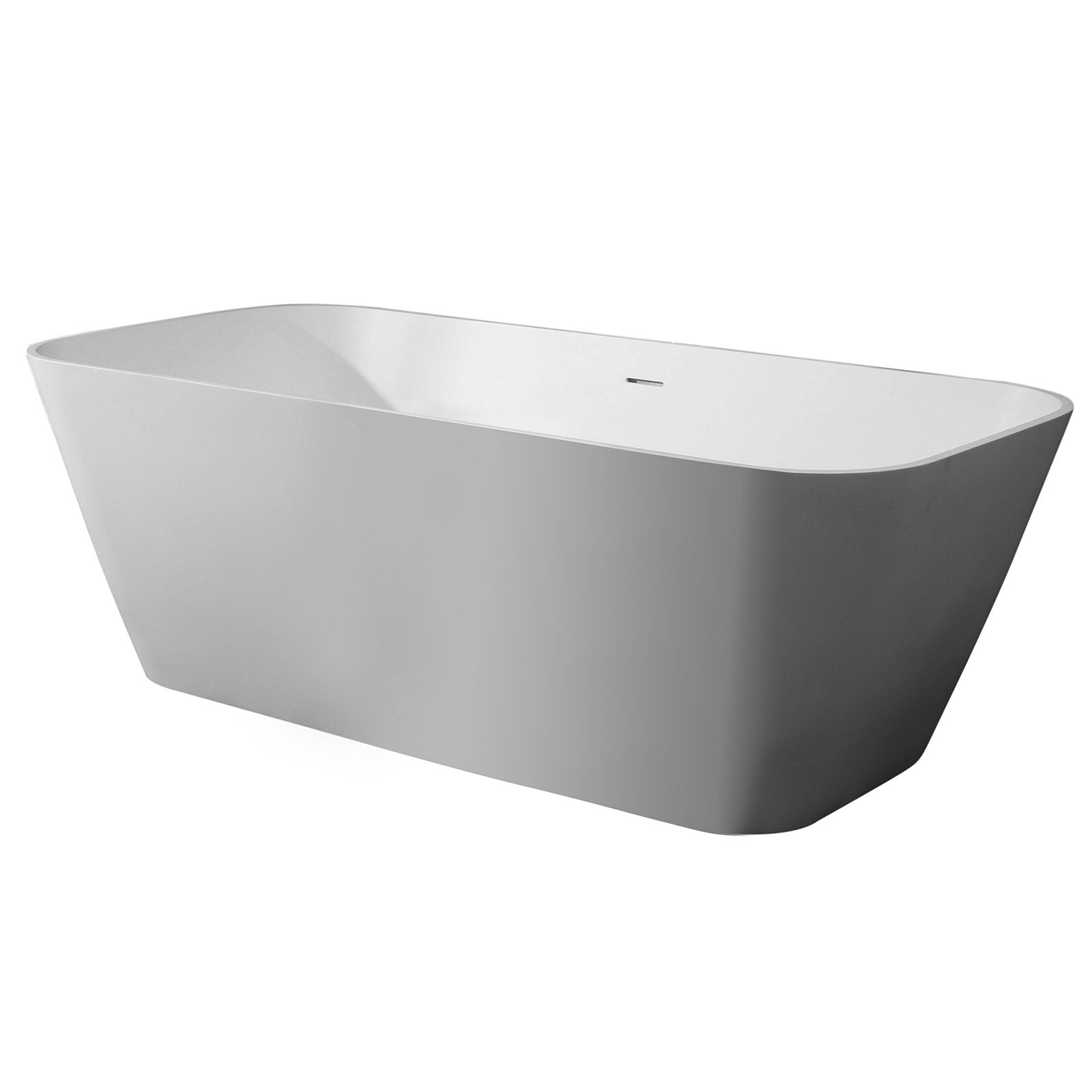 ALFI, ALFI AB9952 67" White Rectangular Solid Surface Smooth Resin Soaking Bathtub