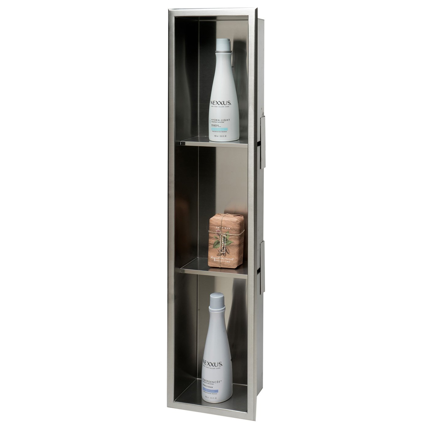 ALFI, ALFI ABN0836-BSS 8 x 36 Brushed Stainless Steel Vertical Triple Shelf Bath Shower Niche