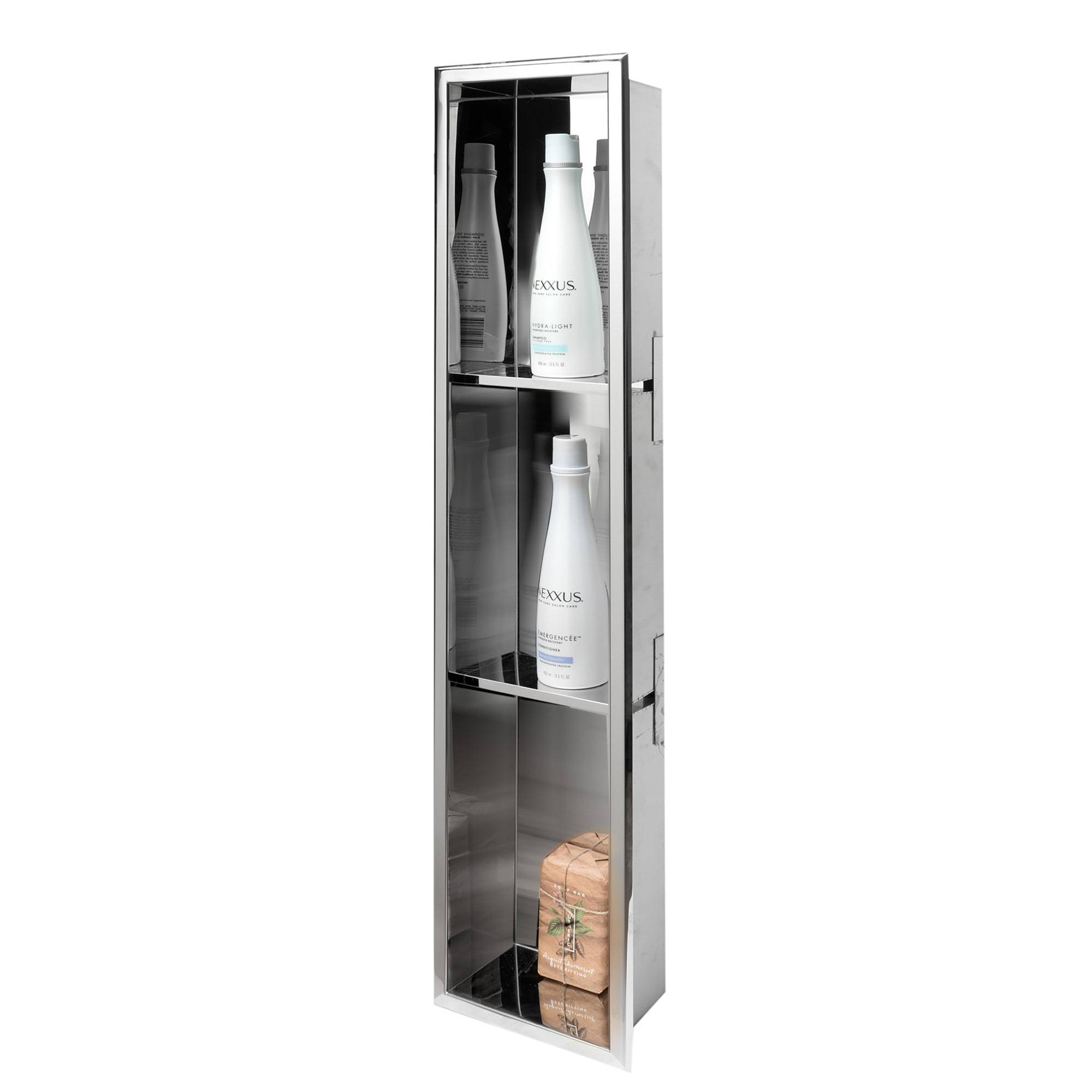 ALFI, ALFI ABN0836-PSS 8 x 36 Polished Stainless Steel Vertical Triple Shelf Bath Shower Niche