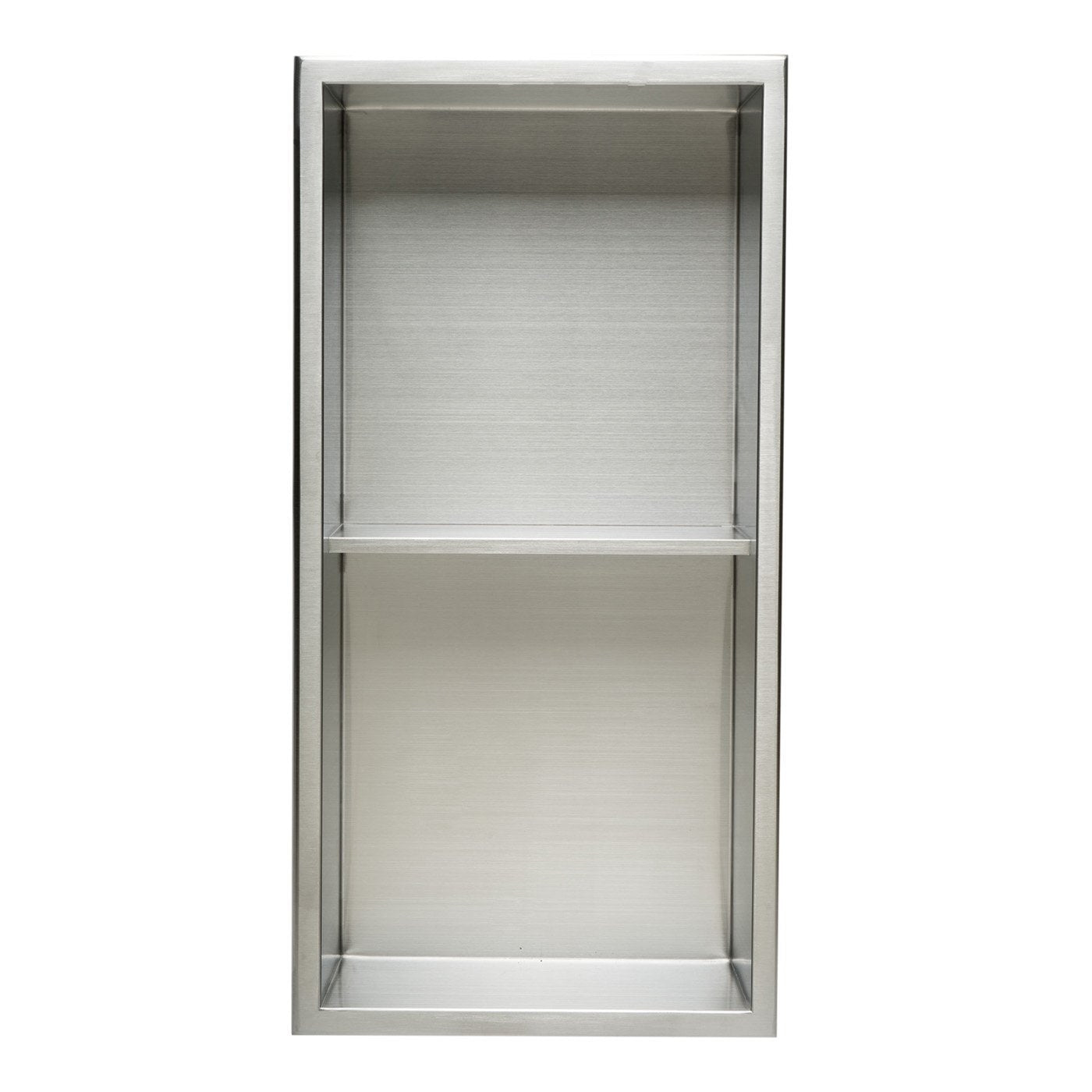 ALFI, ALFI ABN1224-BSS 12 x 24 Brushed Stainless Steel Vertical Double Shelf Bath Shower Niche