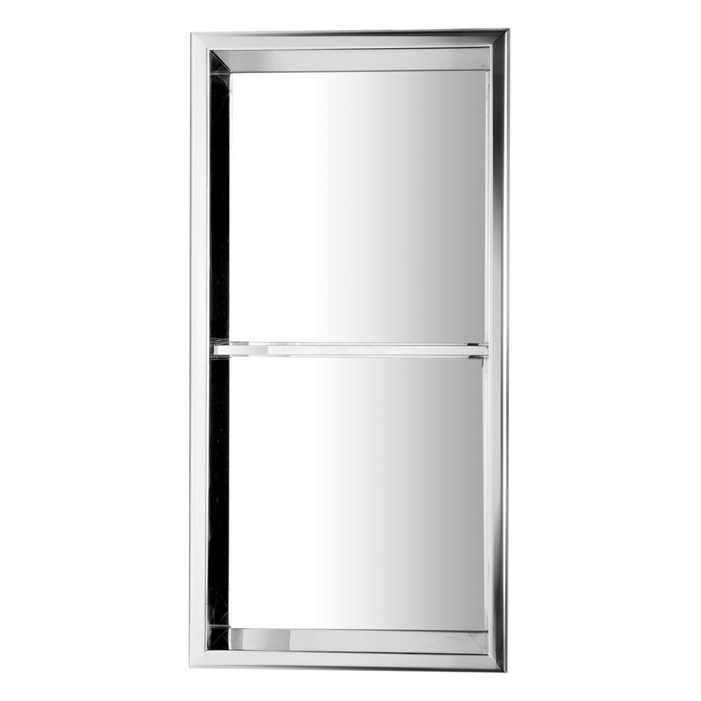 ALFI, ALFI ABN1224-PSS 12 x 24 Polished Stainless Steel Vertical Double Shelf Bath Shower Niche