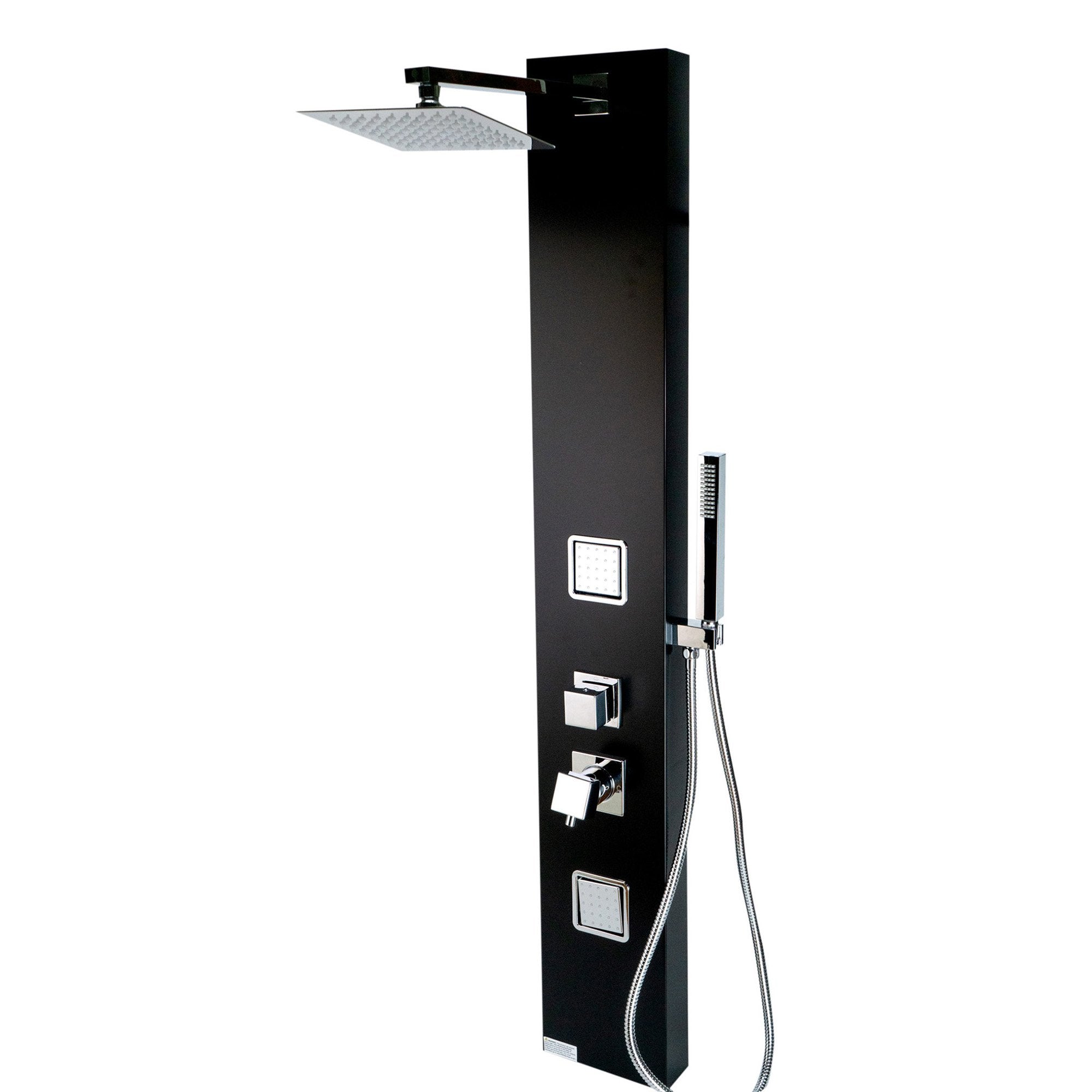 ALFI, ALFI ABSP65B Black Aluminum Shower Panel with 2 Body Sprays and Rain Shower