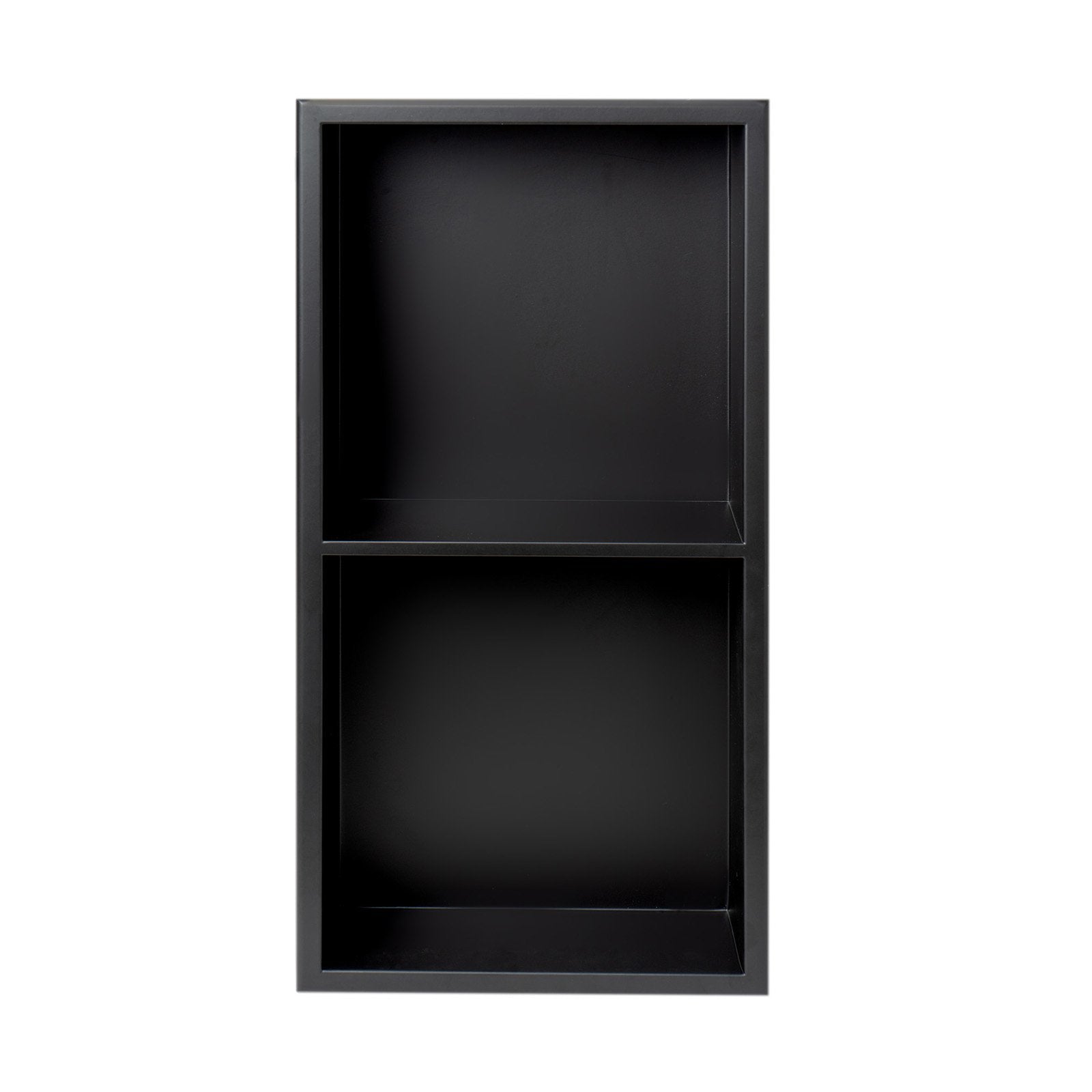 ALFI, ALFI Brand 12 x 24 Black Matte Stainless Steel Vertical Double Shelf Bath Shower Niche