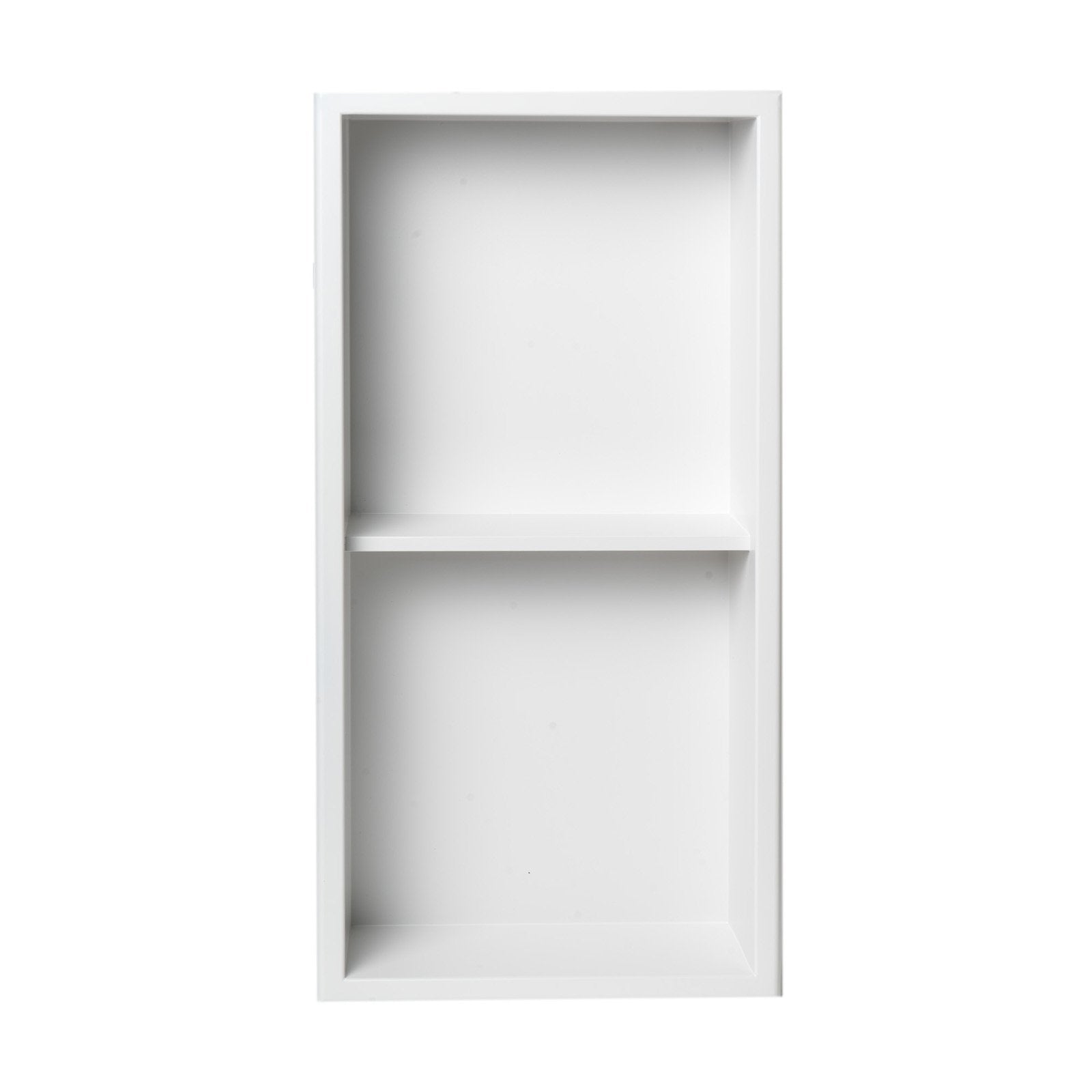 ALFI, ALFI Brand 12 x 24 White Matte Stainless Steel Vertical Double Shelf Bath Shower Niche