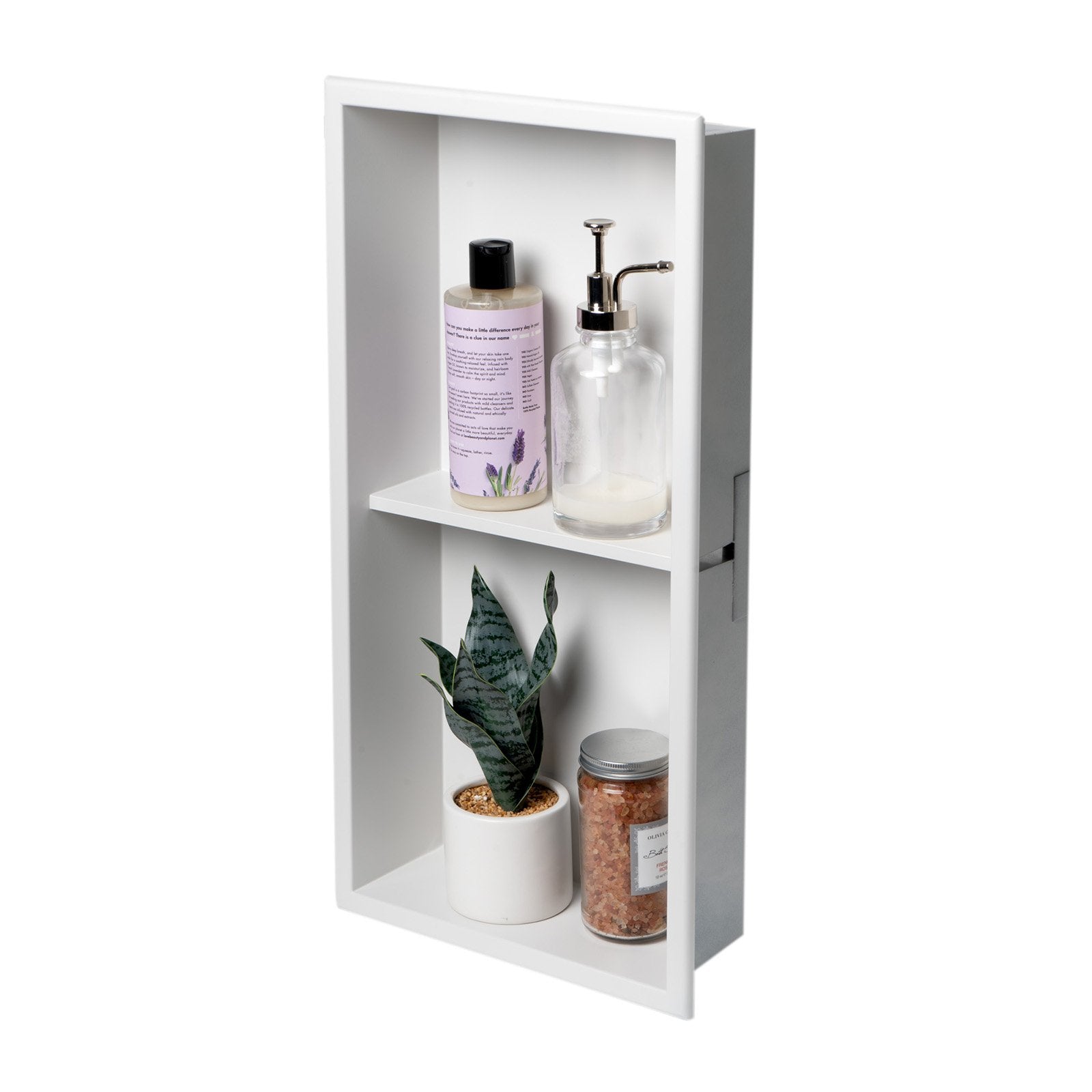 ALFI, ALFI Brand 12 x 24 White Matte Stainless Steel Vertical Double Shelf Bath Shower Niche