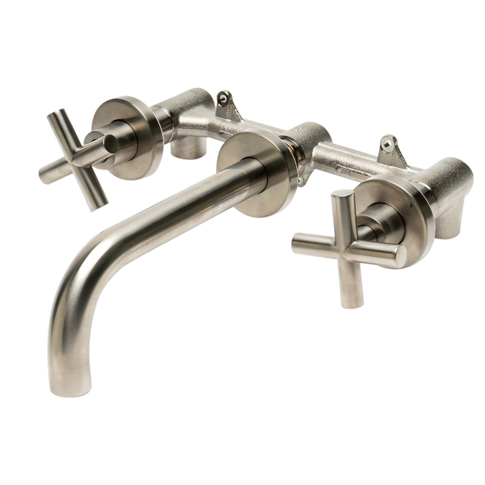 ALFI, ALFI Brand AB1035-BN Brushed Nickel 8" Widespread Wall-Mounted Cross Handle Faucet