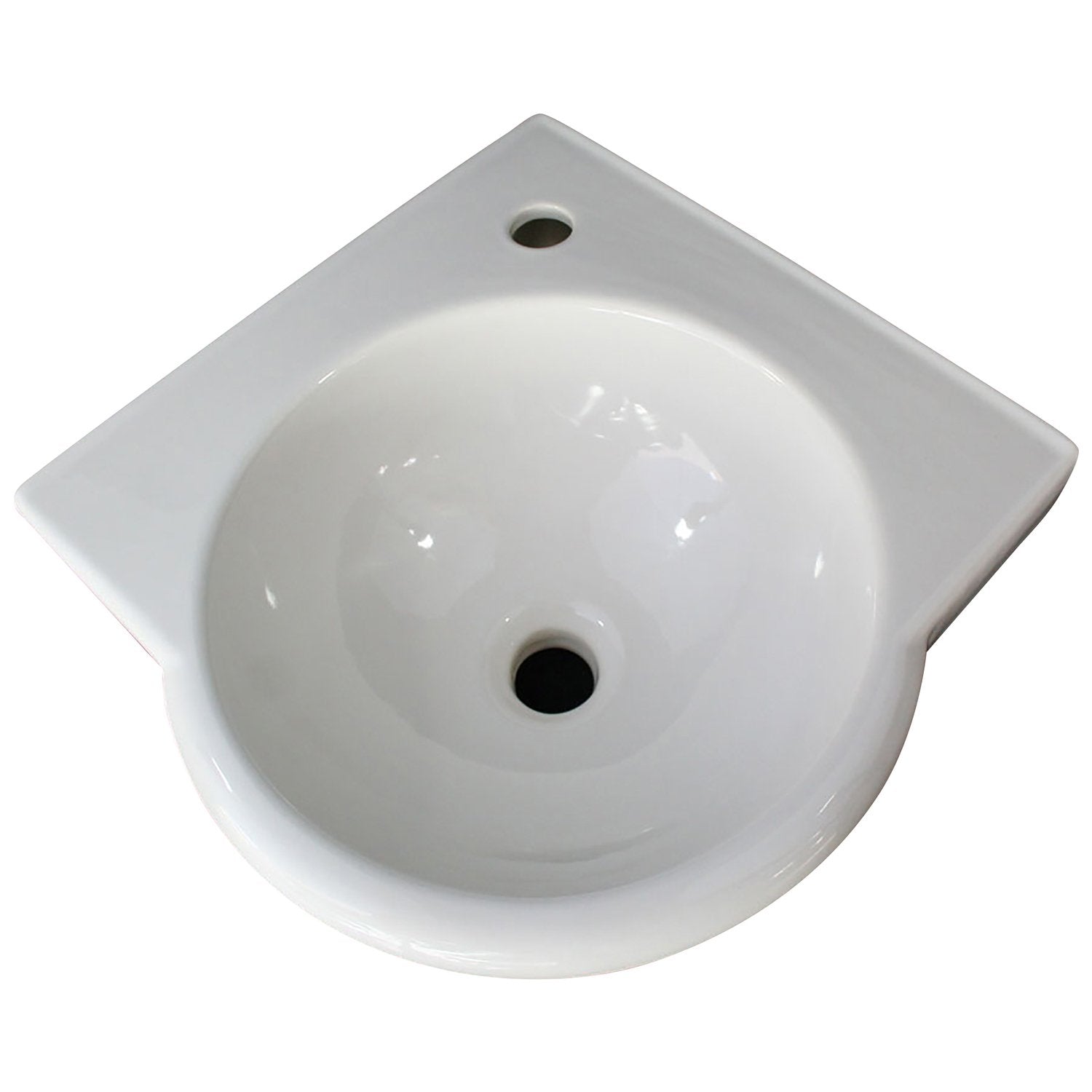 ALFI, ALFI Brand AB104 White 15" Round Corner Wall Mounted Porcelain Bathroom Sink