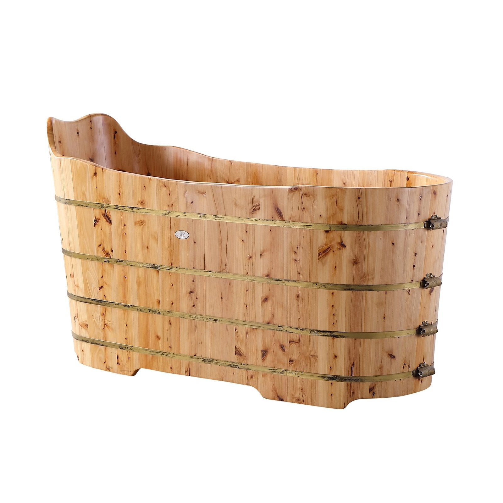 ALFI, ALFI Brand AB1103 59" Free Standing Cedar Wood Bathtub with Bench