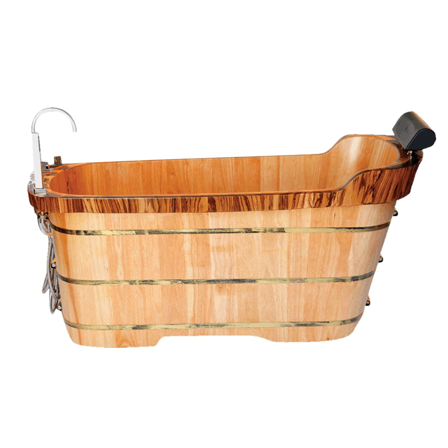 ALFI, ALFI Brand AB1148 59" Free Standing Wooden Bathtub with Chrome Tub Filler