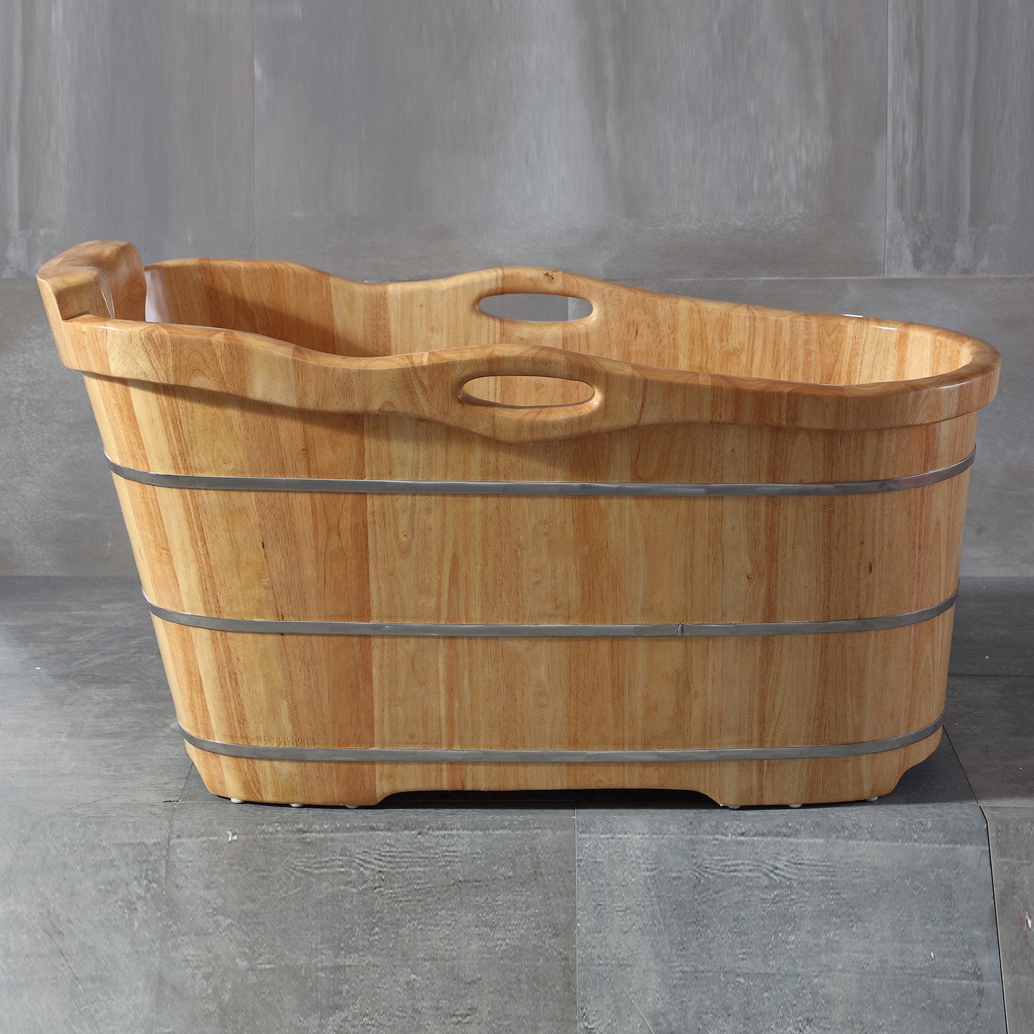 ALFI, ALFI Brand AB1187 57" Freestanding Rubber Wooden Soaking Bathtub with Headrest