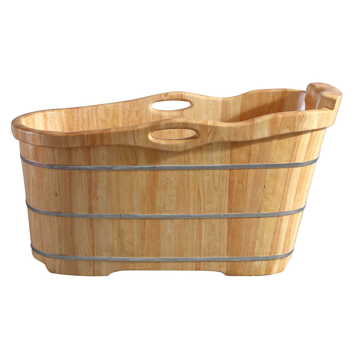 ALFI, ALFI Brand AB1187 57" Freestanding Rubber Wooden Soaking Bathtub with Headrest