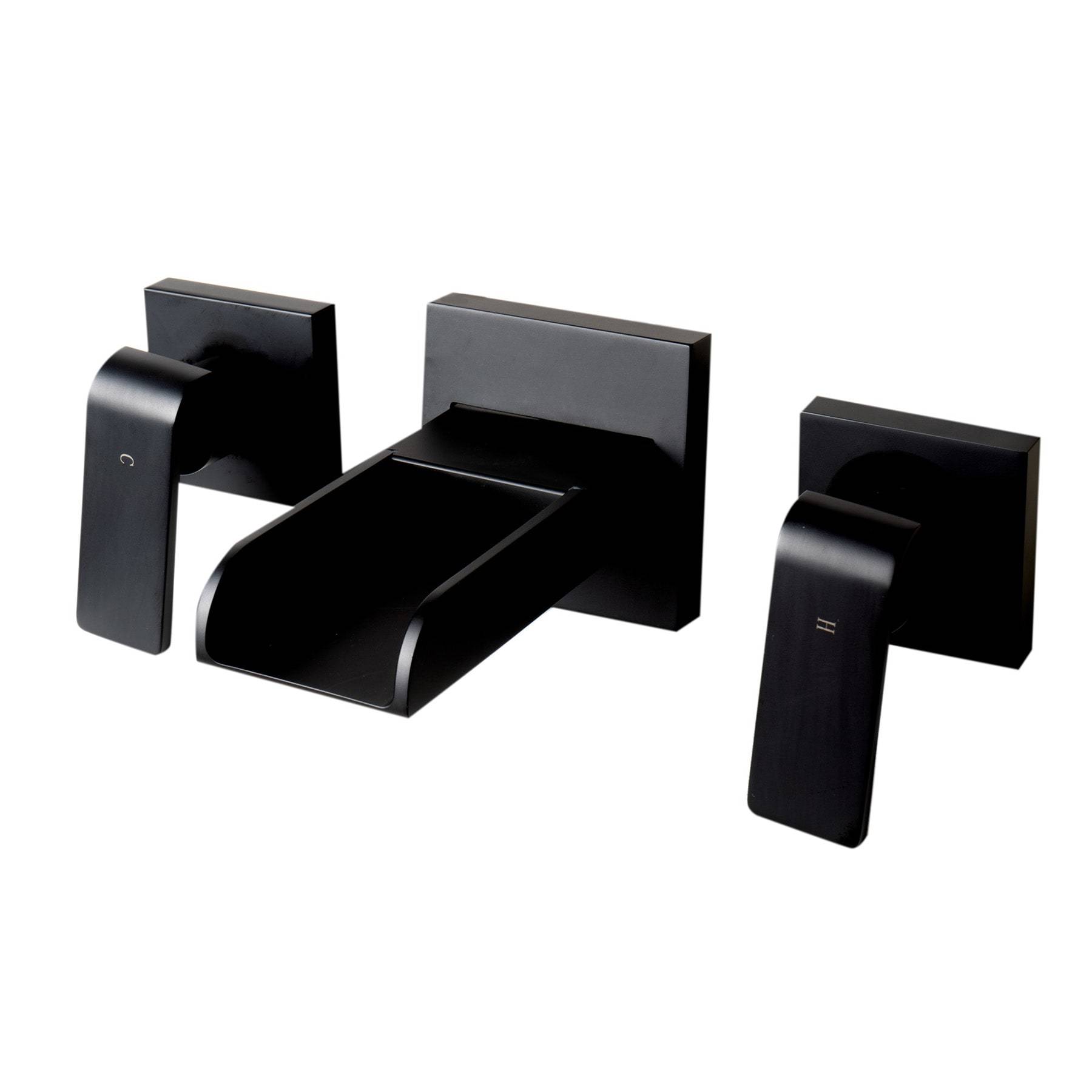 ALFI, ALFI Brand AB1796-BM Black Matte Widespread Wall Mounted Modern Waterfall Bathroom Faucet