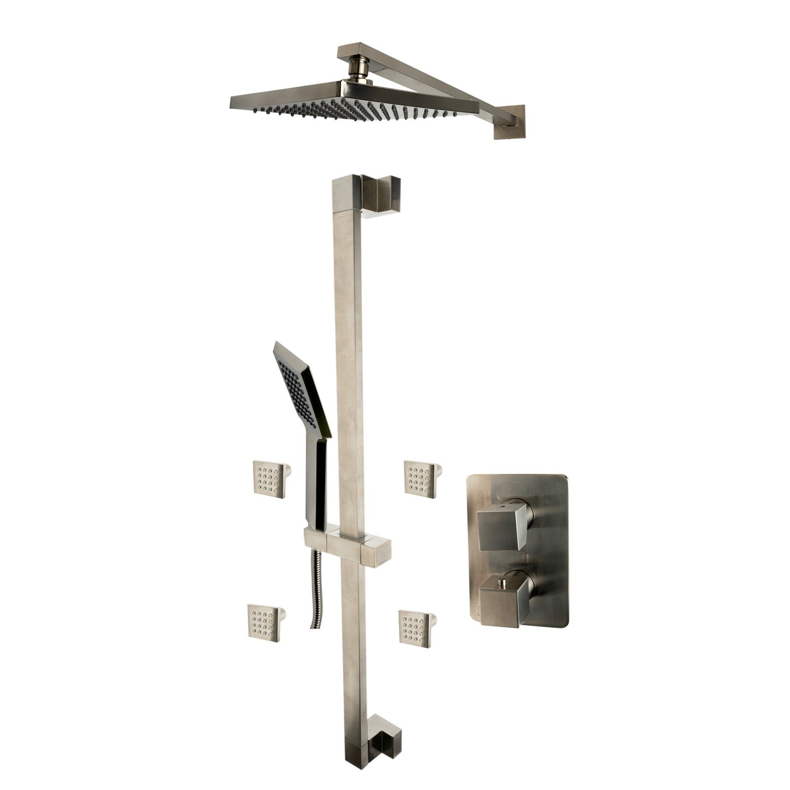 ALFI, ALFI Brand AB2287-BN Brushed Nickel 3 Way Thermostatic Shower Set with Body Sprays